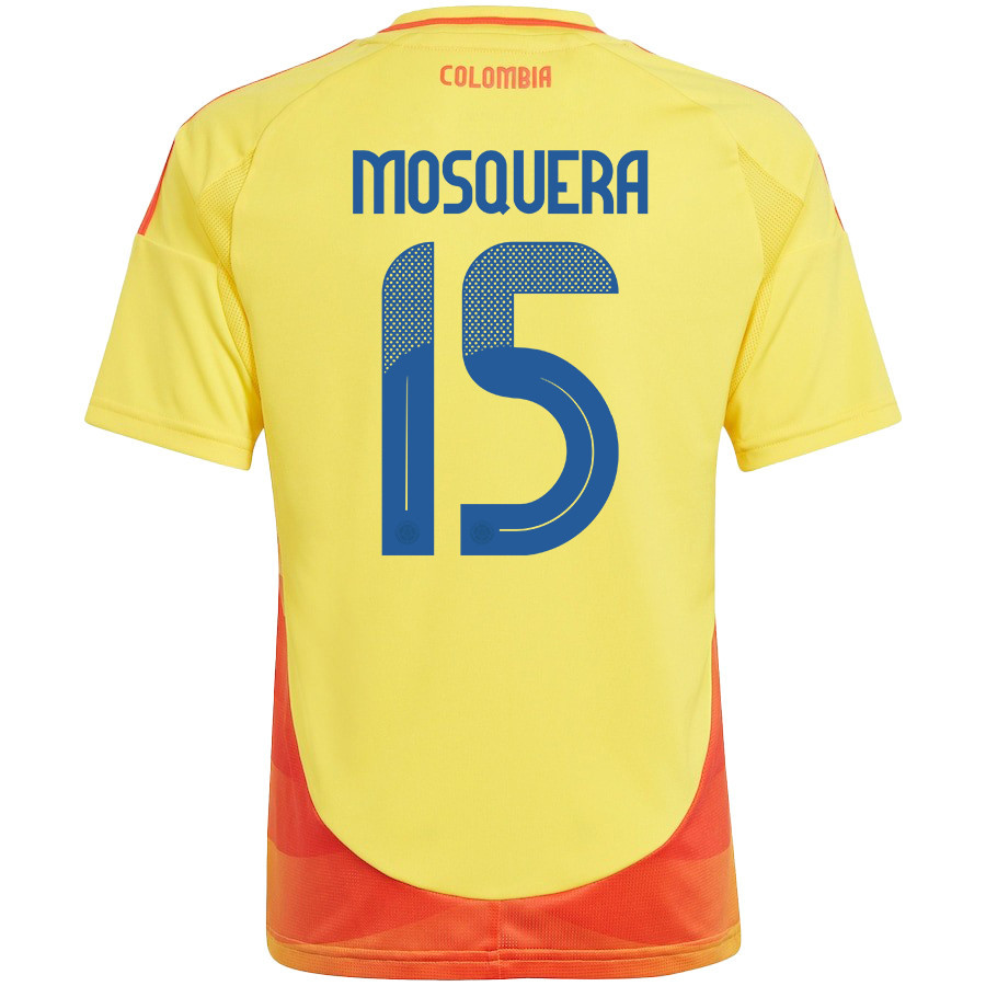 Yerson Mosquera 15 Colombia National Team 2024/25 Home YOUTH Jersey - Yellow cheap jerseys for sale - CheapJerseys.Shop