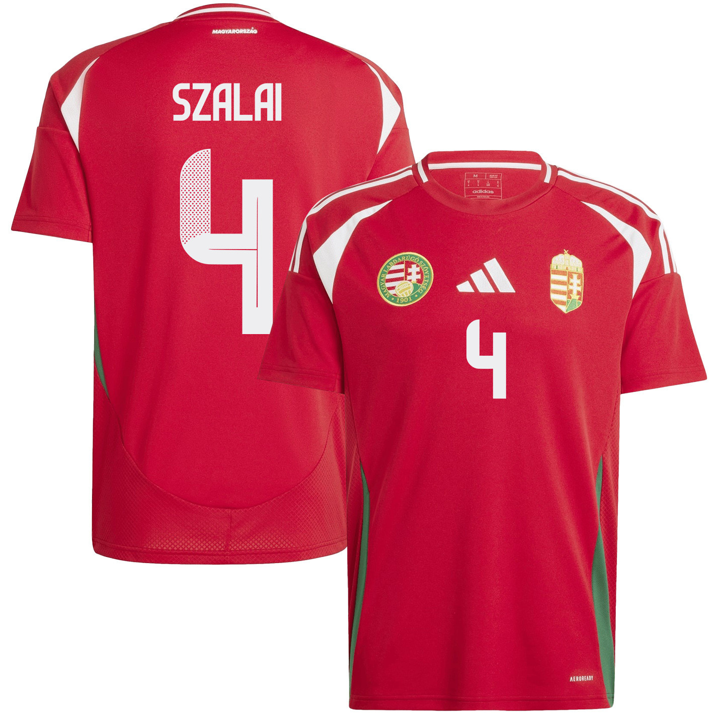 Attila Szalai 4 Hungary National Team 2024/25 Home Men Jersey - Red cheap jerseys for sale - CheapJerseys.Shop