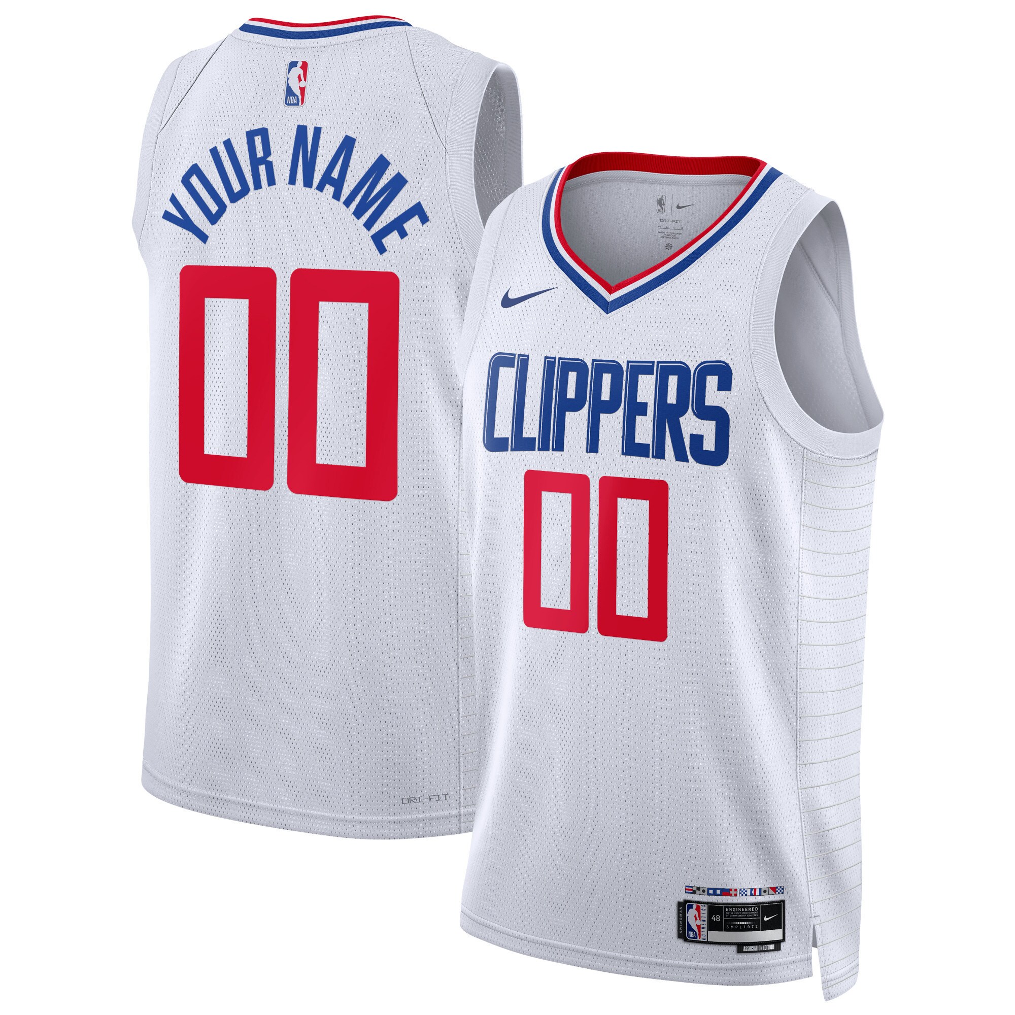 LA Clippers Unisex Swingman Custom Jersey White - Association Edition cheap jerseys for sale - CheapJerseys.Shop
