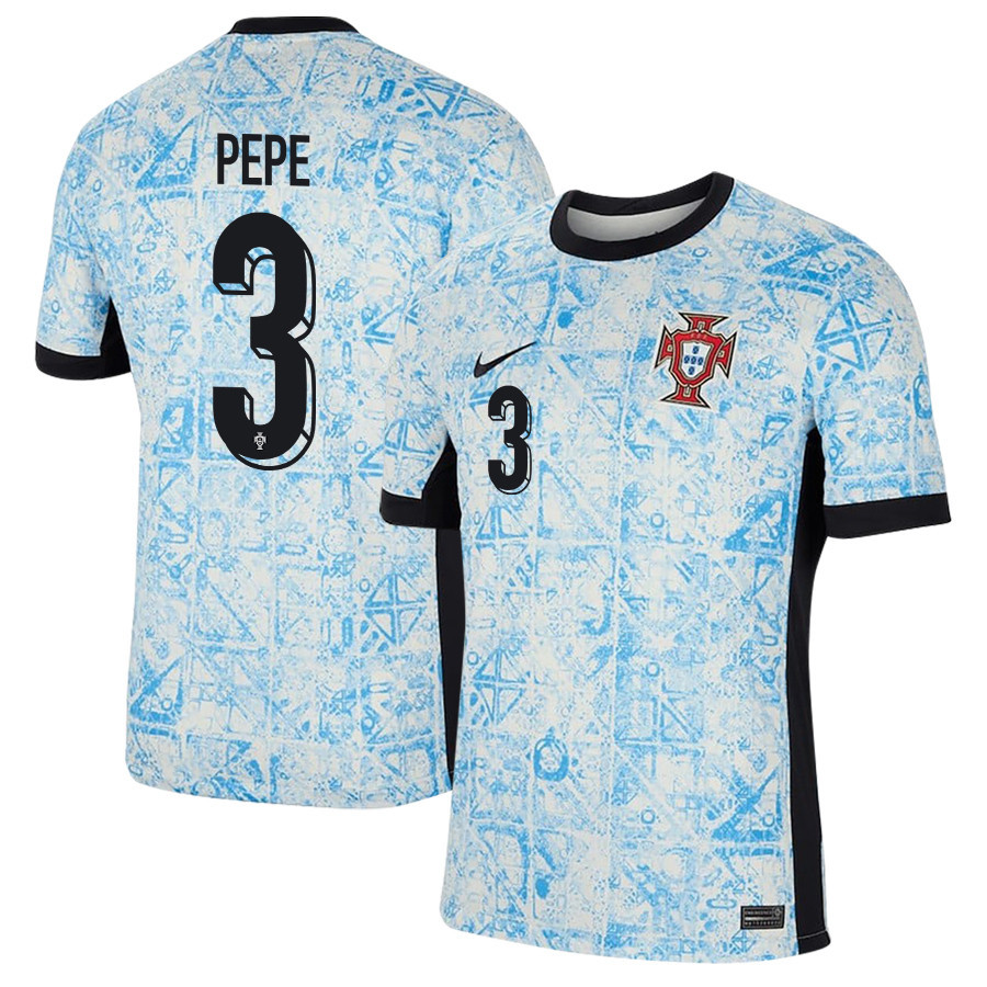 Pepe 3 Portugal National Team 2024/25 Away Men Jersey - Cream/Blue cheap jerseys for sale - CheapJerseys.Shop