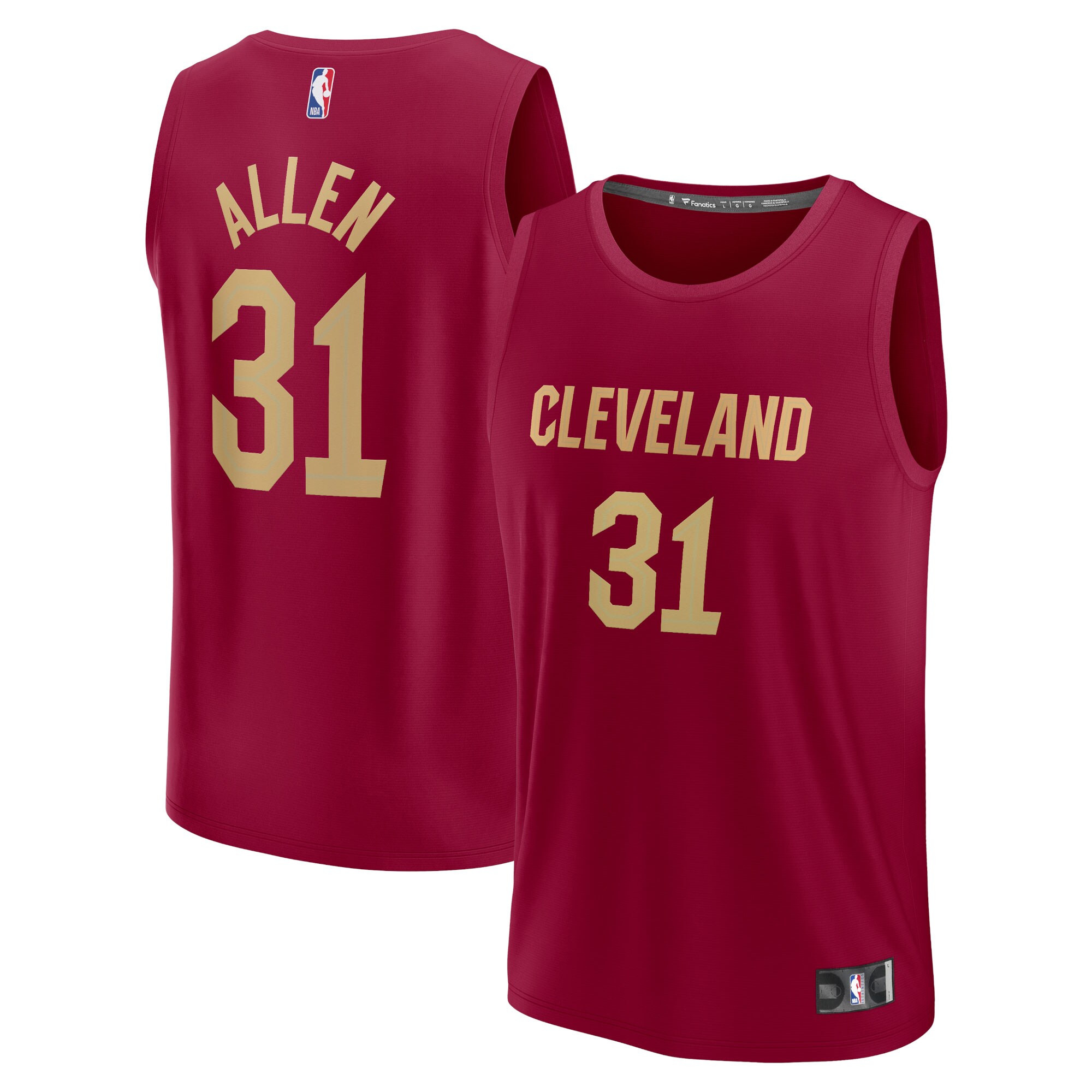 Jarrett Allen Cleveland Cavaliers Fanatics Fast Break Replica Jersey - Icon Edition - Wine cheap jerseys for sale - CheapJerseys.Shop