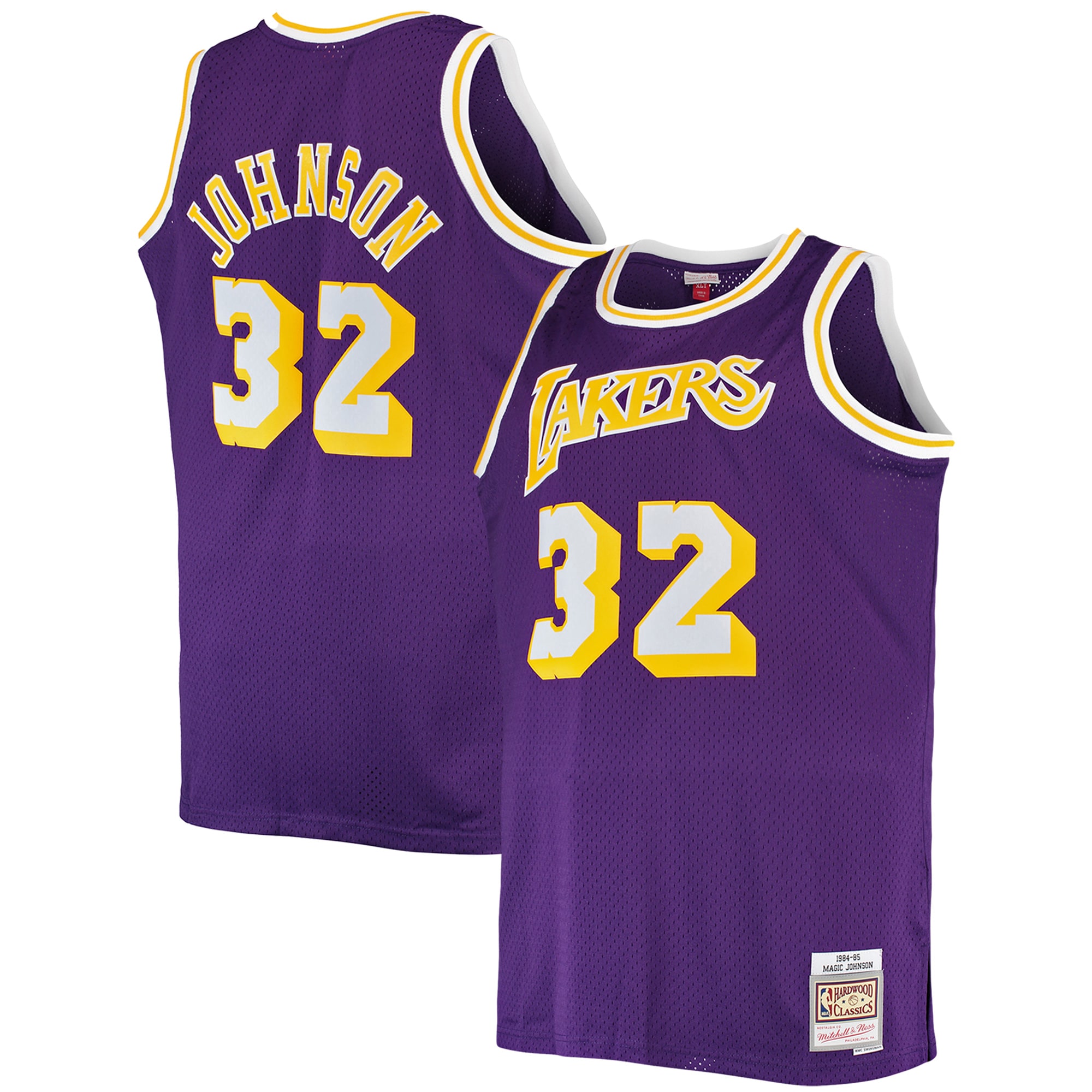 Magic Johnson Los Angeles Lakers Mitchell & Ness Big & Tall 1984\/85 Hardwood Classics Swingman Jersey - Purple cheap jerseys for sale - CheapJerseys.Shop