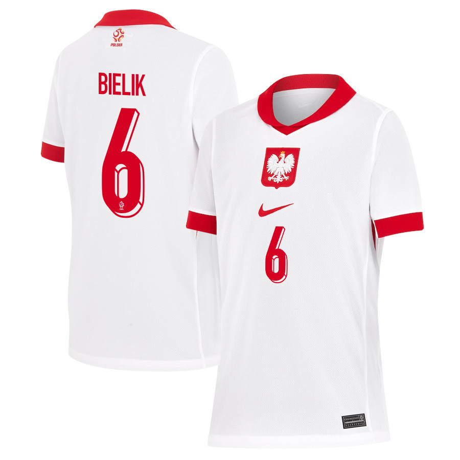 Krystian Bielik 6 Poland National Team 2024/25 Home YOUTH Jersey - White cheap jerseys for sale - CheapJerseys.Shop