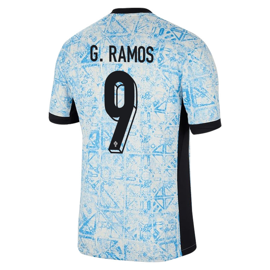 Gonçalo Ramos 9 Portugal National Team 2024/25 Away Men Jersey - Cream/Blue cheap jerseys for sale - CheapJerseys.Shop