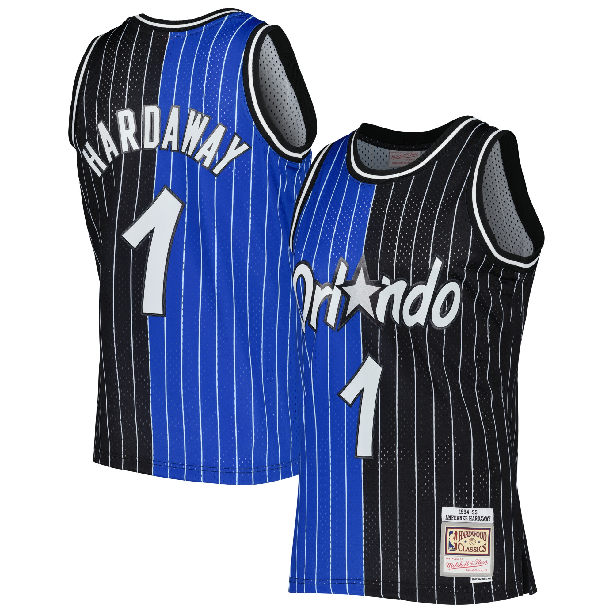 Penny Hardaway Orlando Magic Mitchell & Ness Hardwood Classics 1994\/95 Split Swingman Jersey - Blue\/Black cheap jerseys for sale - CheapJerseys.Shop