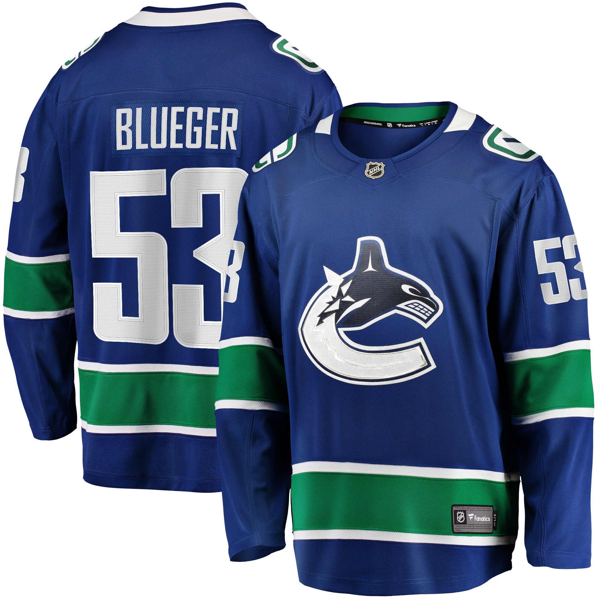 Teddy Blueger Vancouver Canucks Fanatics Home Breakaway Jersey - Blue cheap jerseys for sale - CheapJerseys.Shop