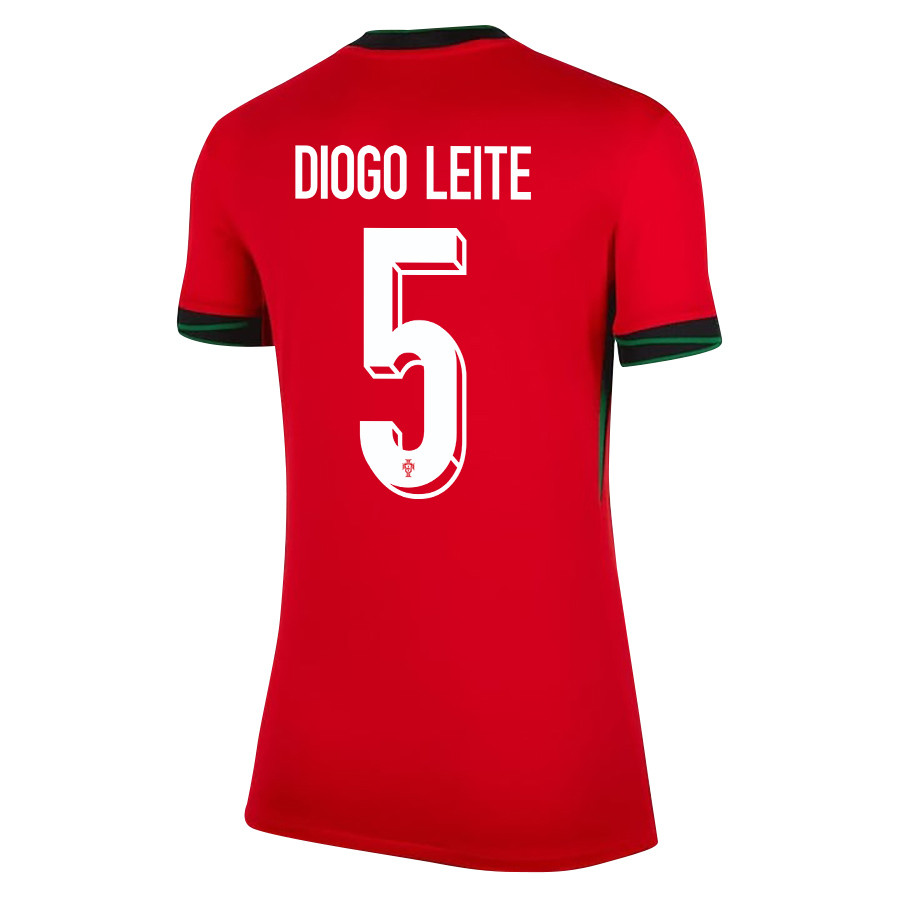 Diogo Leite 5 Portugal National Team 2024/25 Home WOMEN Jersey - Red cheap jerseys for sale - CheapJerseys.Shop