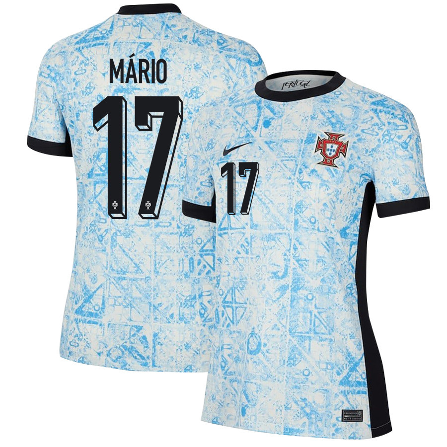 João Mário 17 Portugal National Team 2024/25 Away WOMEN Jersey - Cream/Blue cheap jerseys for sale - CheapJerseys.Shop