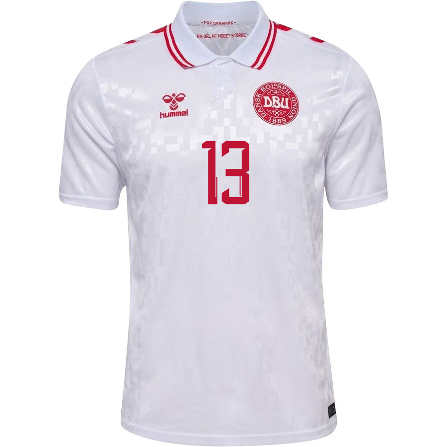 Rasmus Kristensen 13 Denmark National Team 2024/25 Away Men Jersey - White cheap jerseys for sale - CheapJerseys.Shop