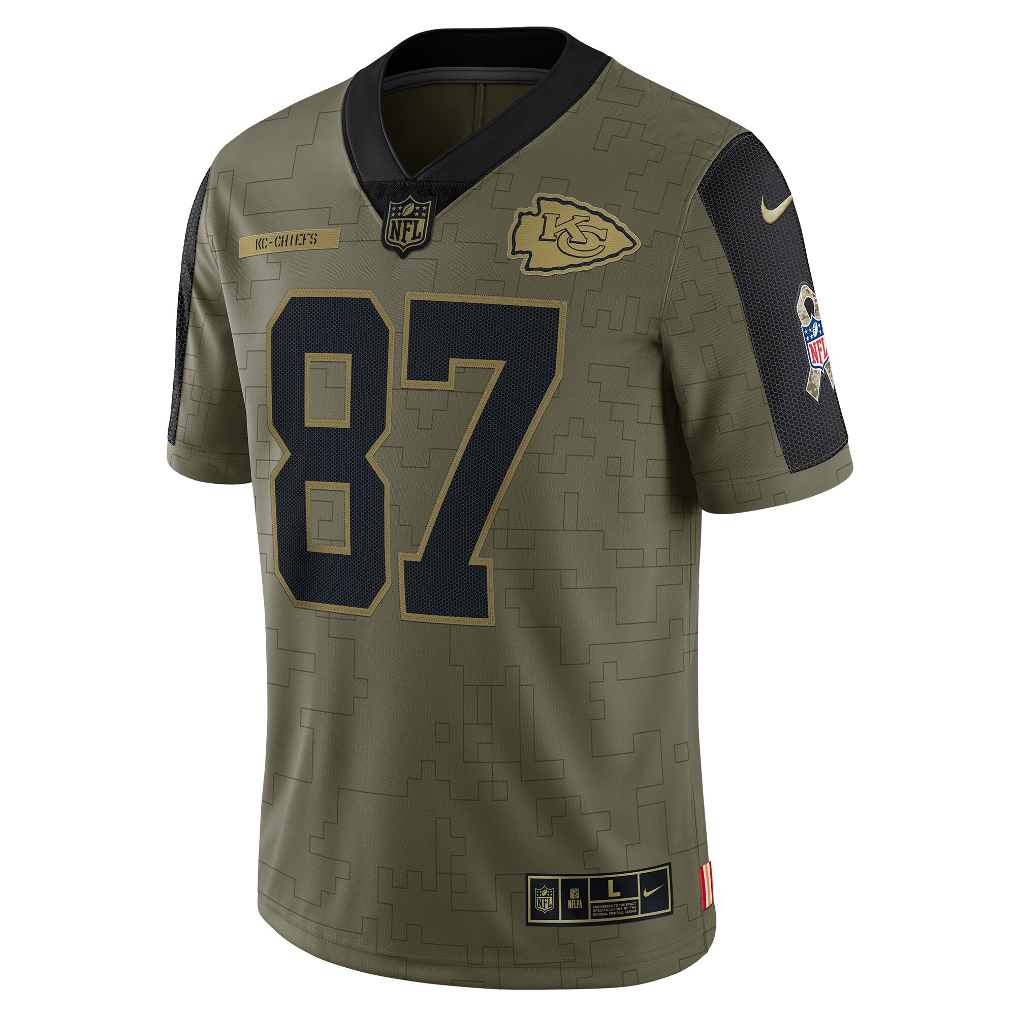 Travis Kelce Kansas City Chiefs 2021 Salute To Service Limited Player Jersey - Olive cheap jerseys for sale - CheapJerseys.Shop