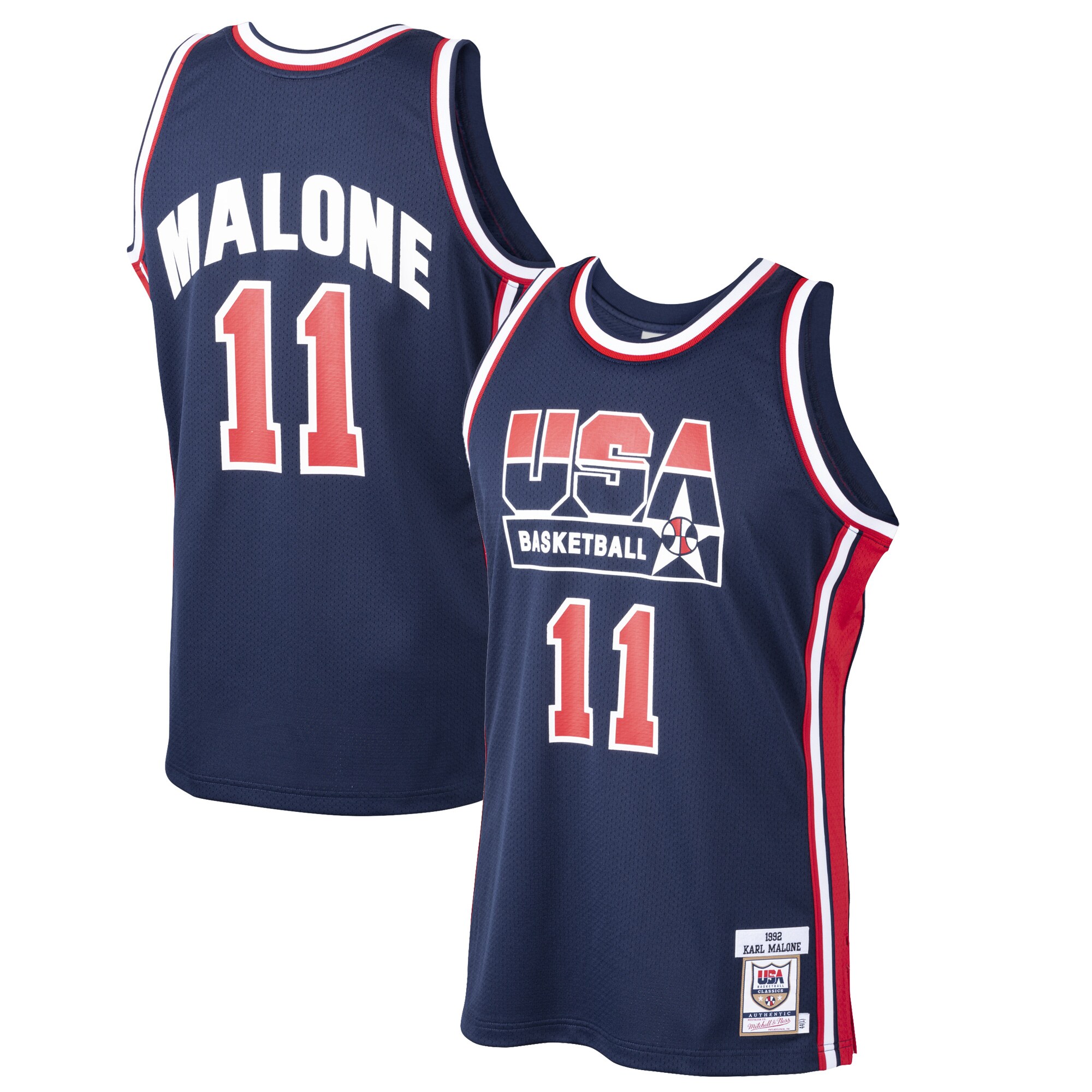 Karl Malone USA Basketball Mitchell & Ness 1992 Dream Team Authentic Jersey - Navy cheap jerseys for sale - CheapJerseys.Shop