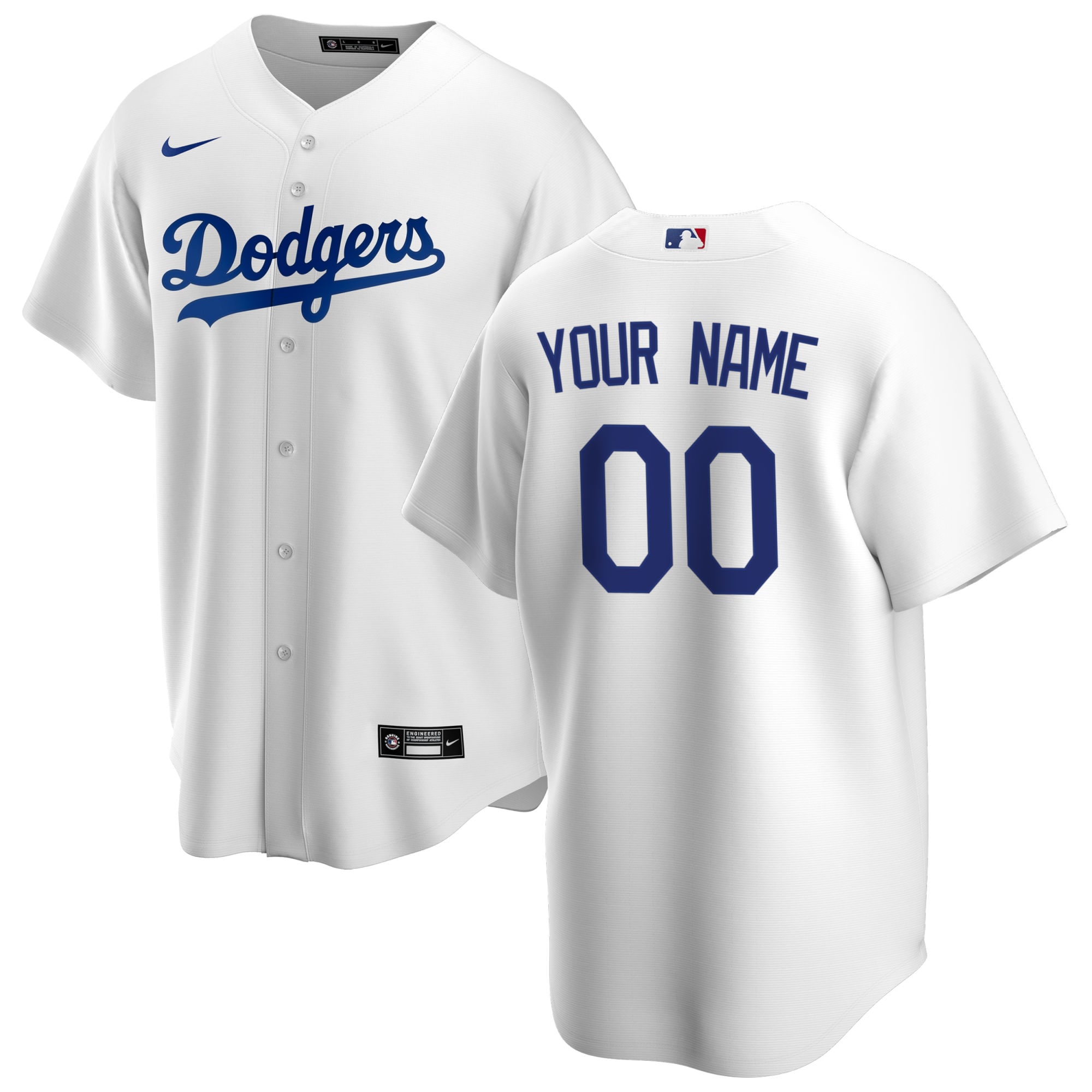 Los Angeles Dodgers Home Replica Custom Jersey - White cheap jerseys for sale - CheapJerseys.Shop