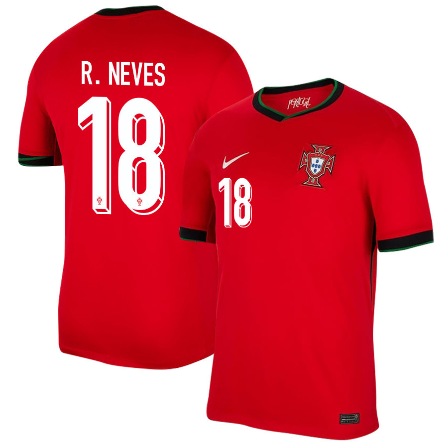 Rúben Neves 18 Portugal National Team 2024/25 Home Men Jersey - Red cheap jerseys for sale - CheapJerseys.Shop