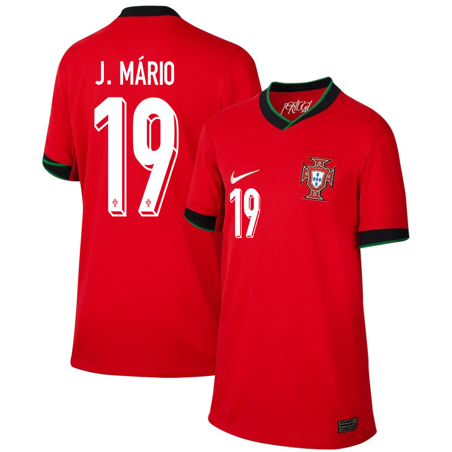 João Mário 19 Portugal National Team 2024/25 Home YOUTH Jersey - Red cheap jerseys for sale - CheapJerseys.Shop