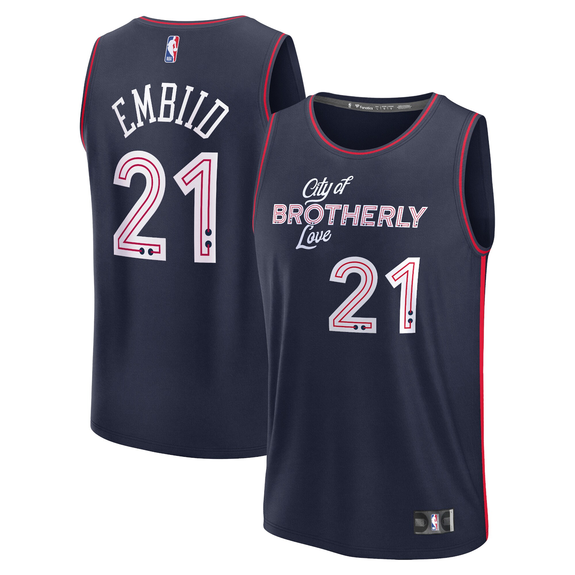 Joel Embiid Philadelphia 76ers Fanatics Fast Break Jersey - Navy - City Edition cheap jerseys for sale - CheapJerseys.Shop
