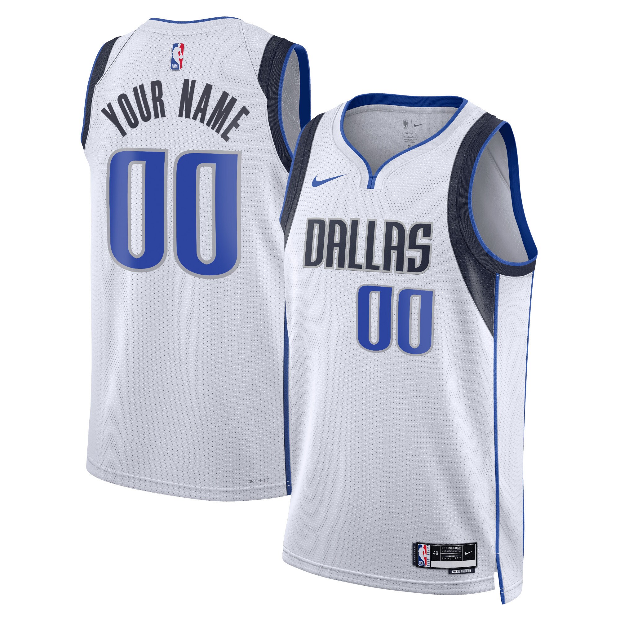 Dallas Mavericks Unisex Swingman Custom Jersey White - Association Edition cheap jerseys for sale - CheapJerseys.Shop