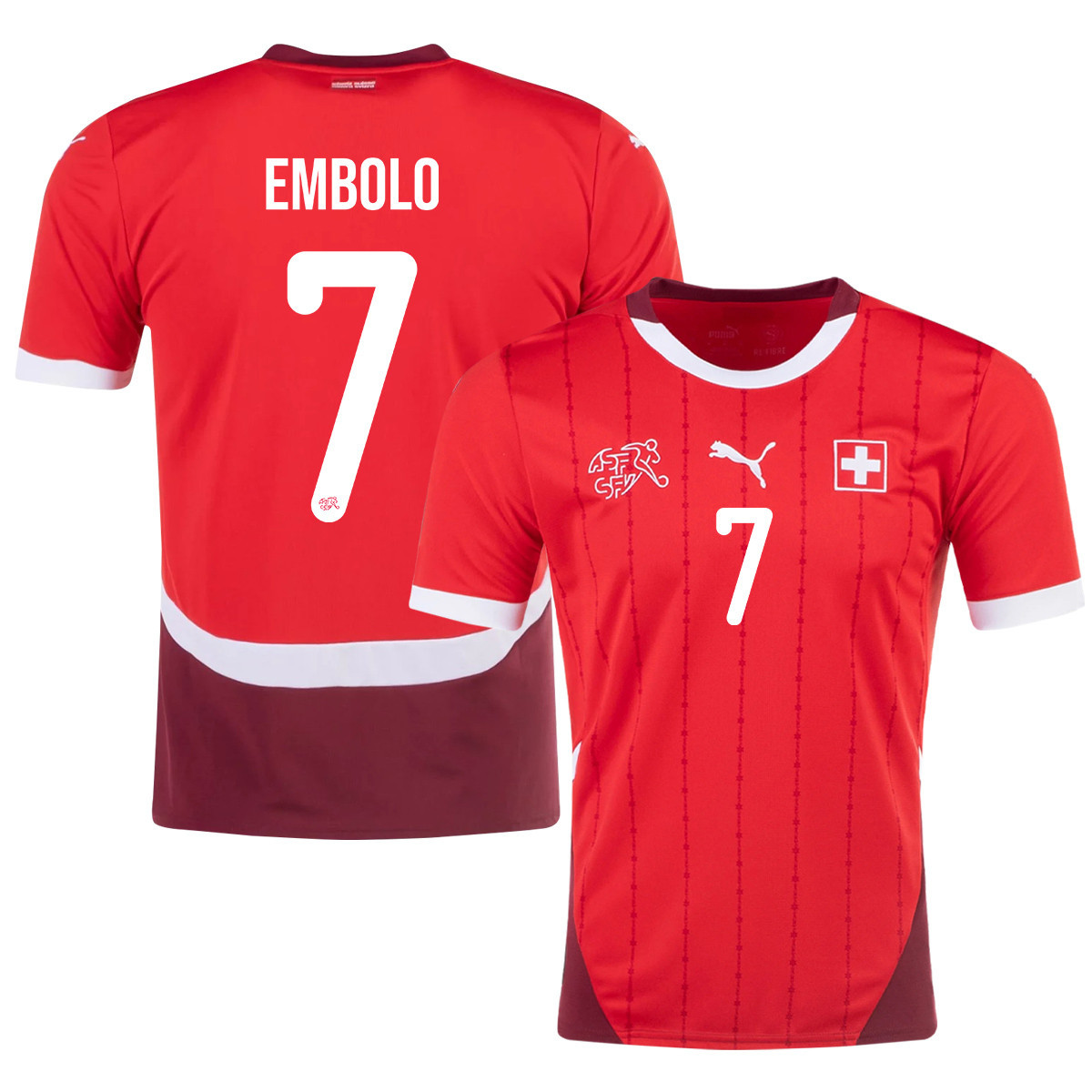 Breel Embolo 7 Switzerland National Team 2024/25 Home Men Jersey - Red cheap jerseys for sale - CheapJerseys.Shop