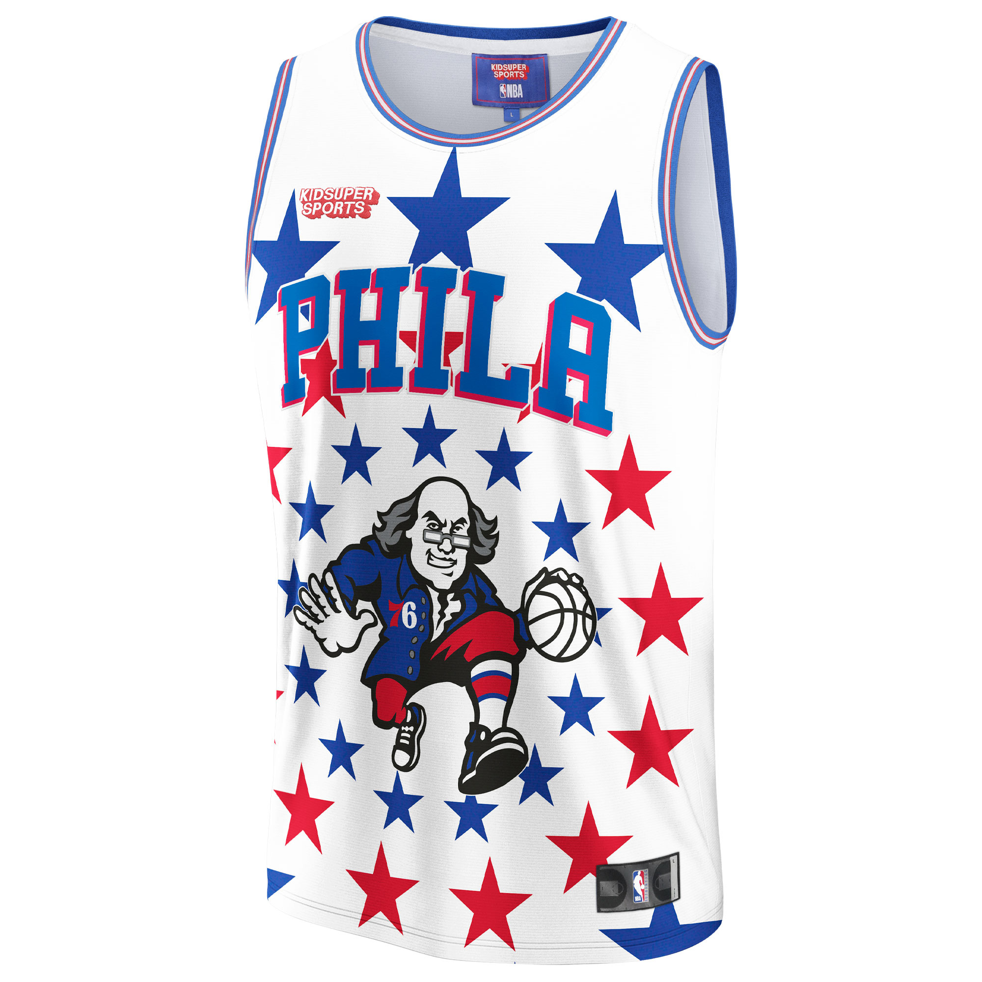 Philadelphia 76ers & KidSuper Studios by Fanatics Unisex Hometown Jersey - White cheap jerseys for sale - CheapJerseys.Shop