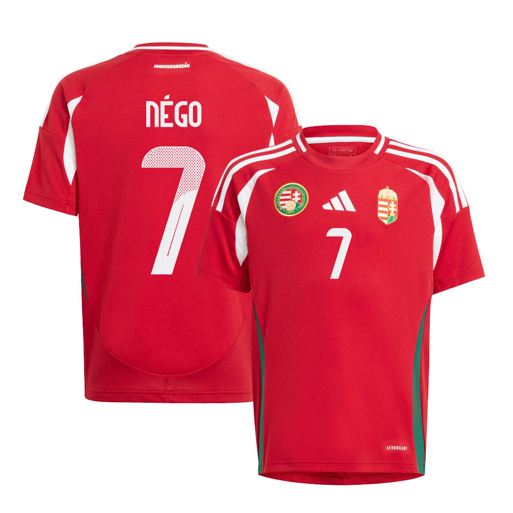 Loïc Négo 7 Hungary National Team 2024/25 Home YOUTH Jersey - Red cheap jerseys for sale - CheapJerseys.Shop