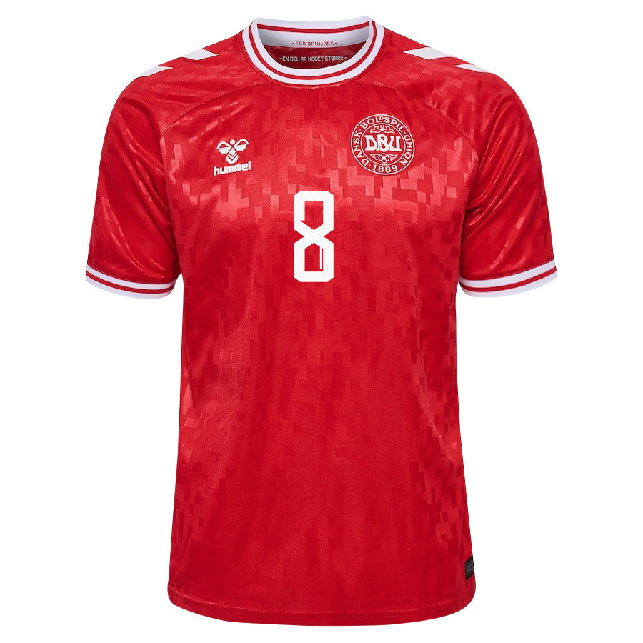 Philip Billing 8 Denmark National Team 2024/25 Home Men Jersey - Red cheap jerseys for sale - CheapJerseys.Shop