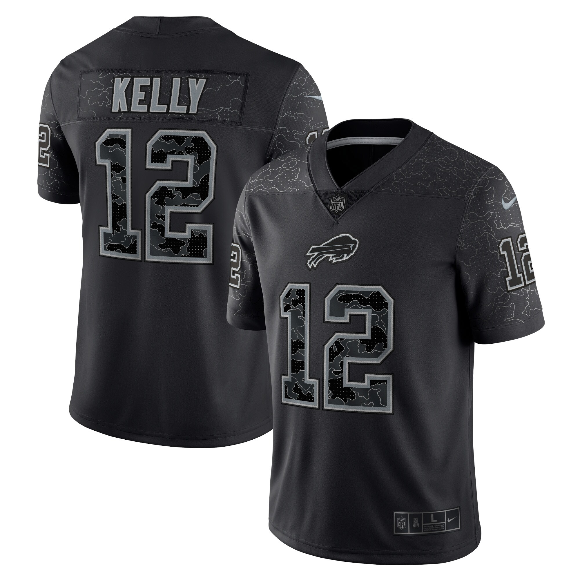 Jim Kelly Buffalo Bills Retired Player RFLCTV Limited Jersey - Black cheap jerseys for sale - CheapJerseys.Shop