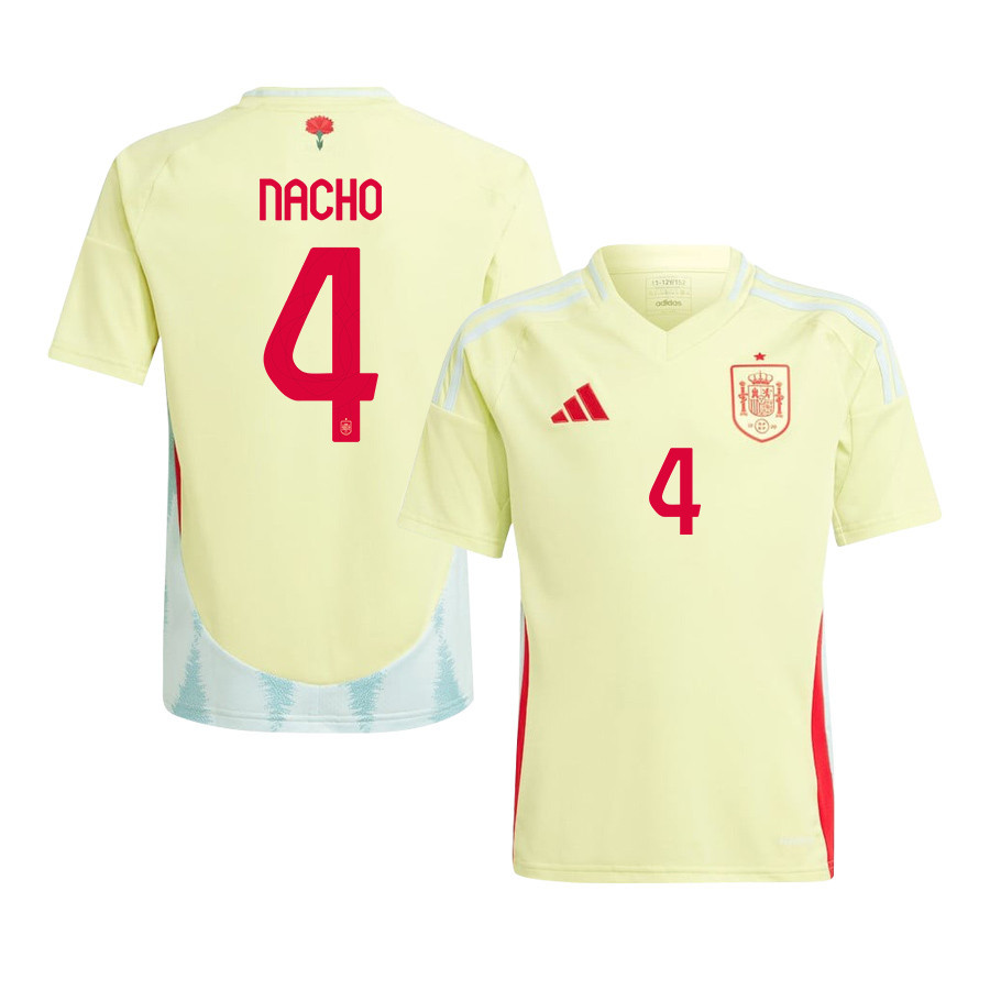 Nacho 4 Spain National Team 2024 Away YOUTH Jersey - Yellow cheap jerseys for sale - CheapJerseys.Shop