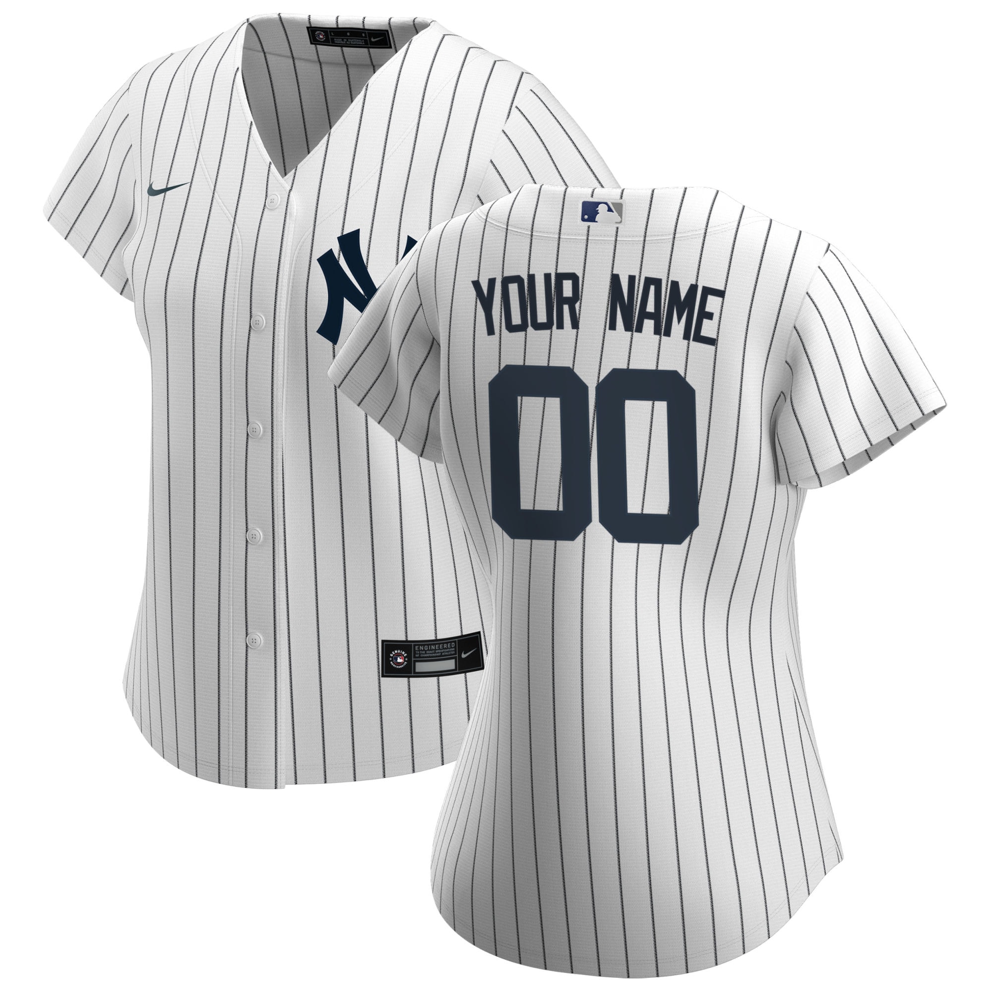 New York Yankees Women's Home Replica Custom Jersey - White cheap jerseys for sale - CheapJerseys.Shop