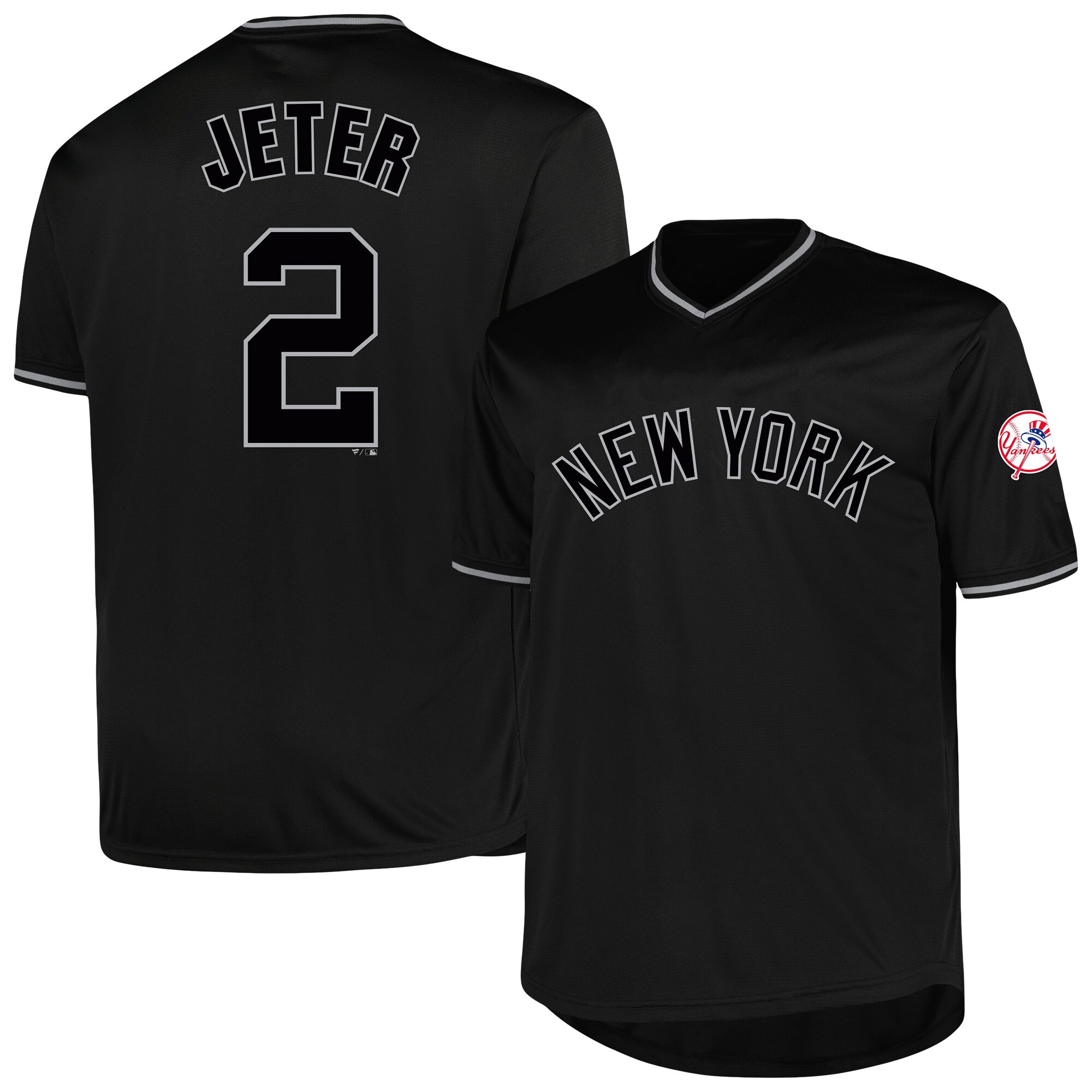 Derek Jeter New York Yankees Profile Big & Tall Pop Fashion Player Jersey - Black cheap jerseys for sale - CheapJerseys.Shop