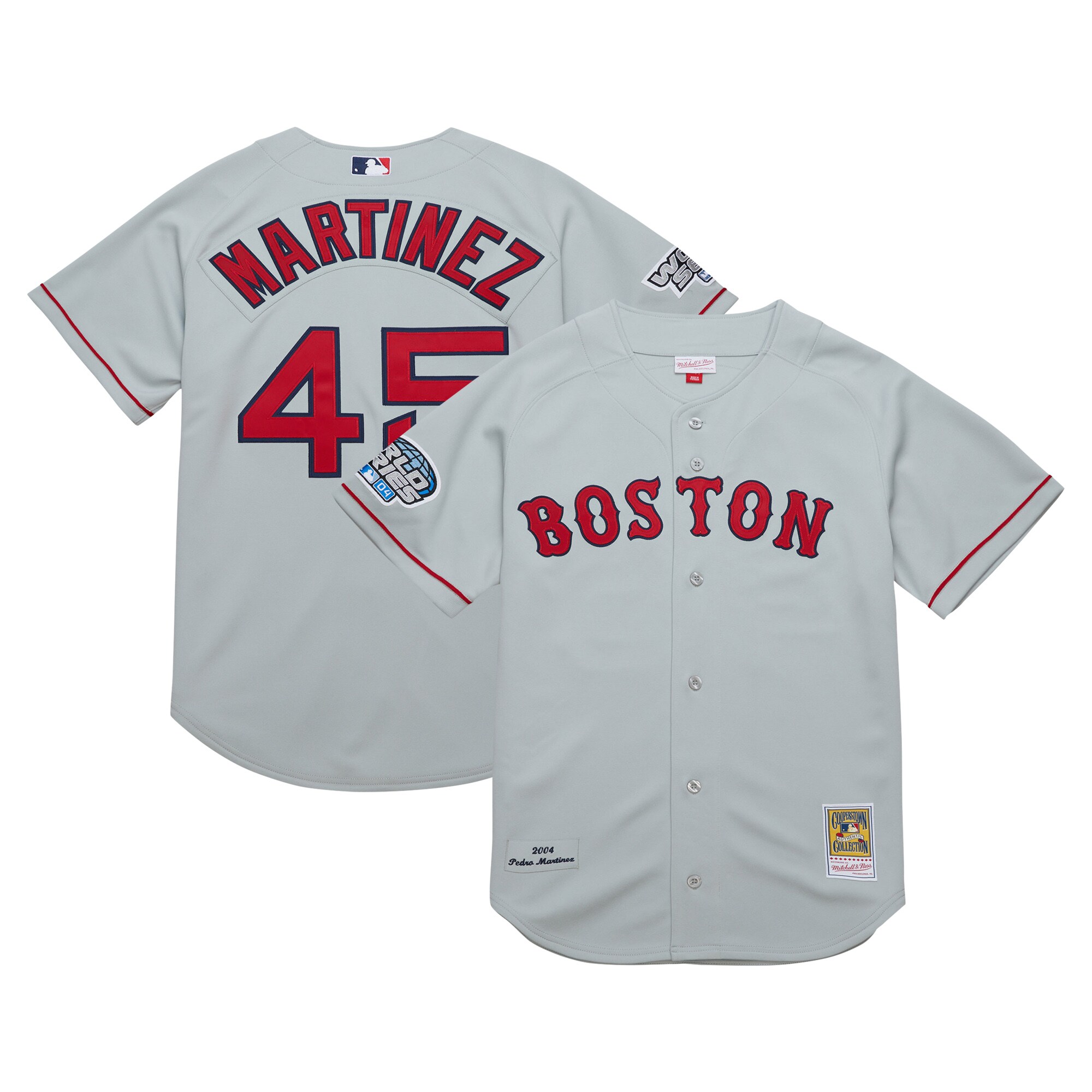 Pedro Martinez Boston Red Sox Mitchell & Ness 2004 Cooperstown Collection Authentic Throwback Jersey - Gray cheap jerseys for sale - CheapJerseys.Shop