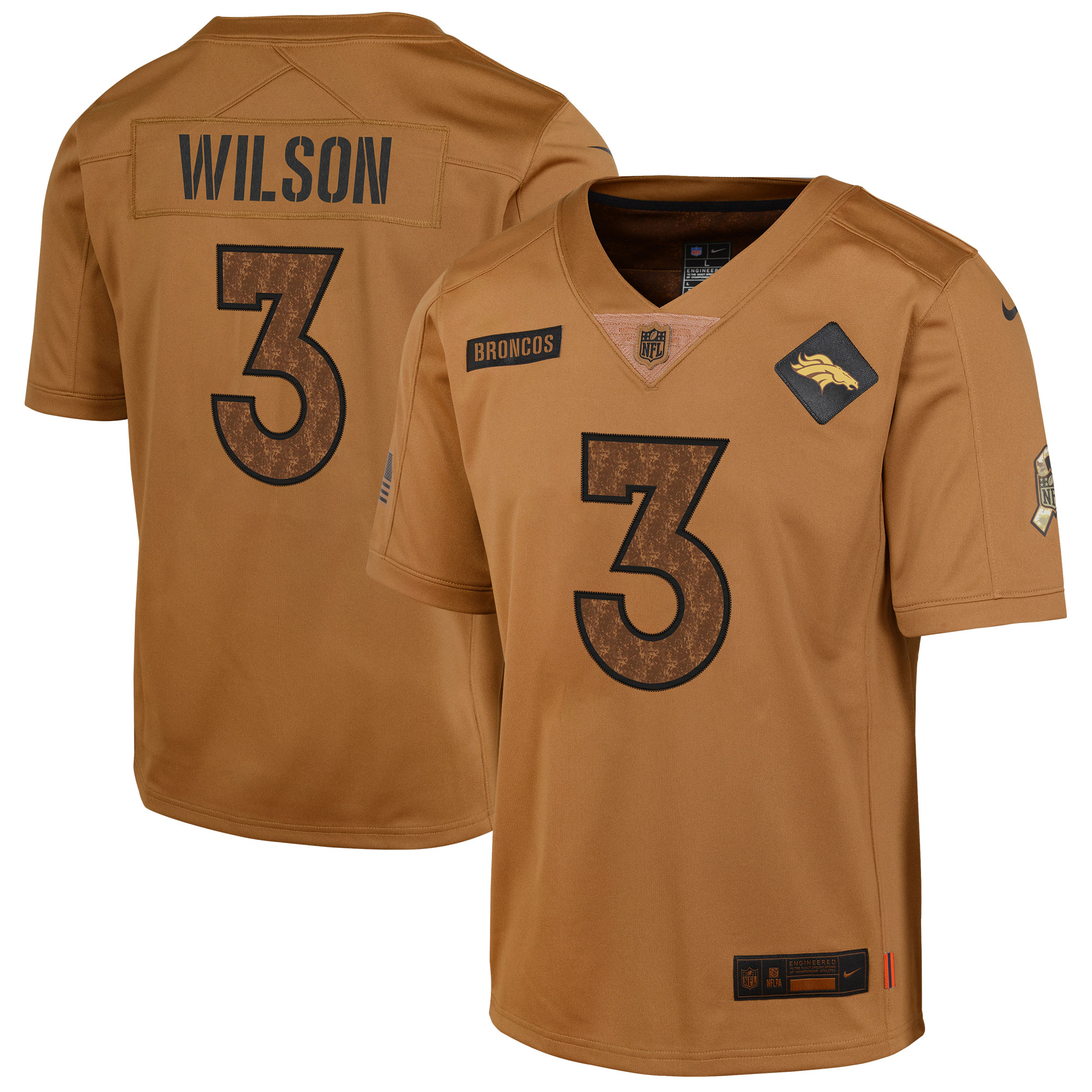 Russell Wilson Denver Broncos Youth 2023 Salute To Service Limited Jersey - Brown cheap jerseys for sale - CheapJerseys.Shop