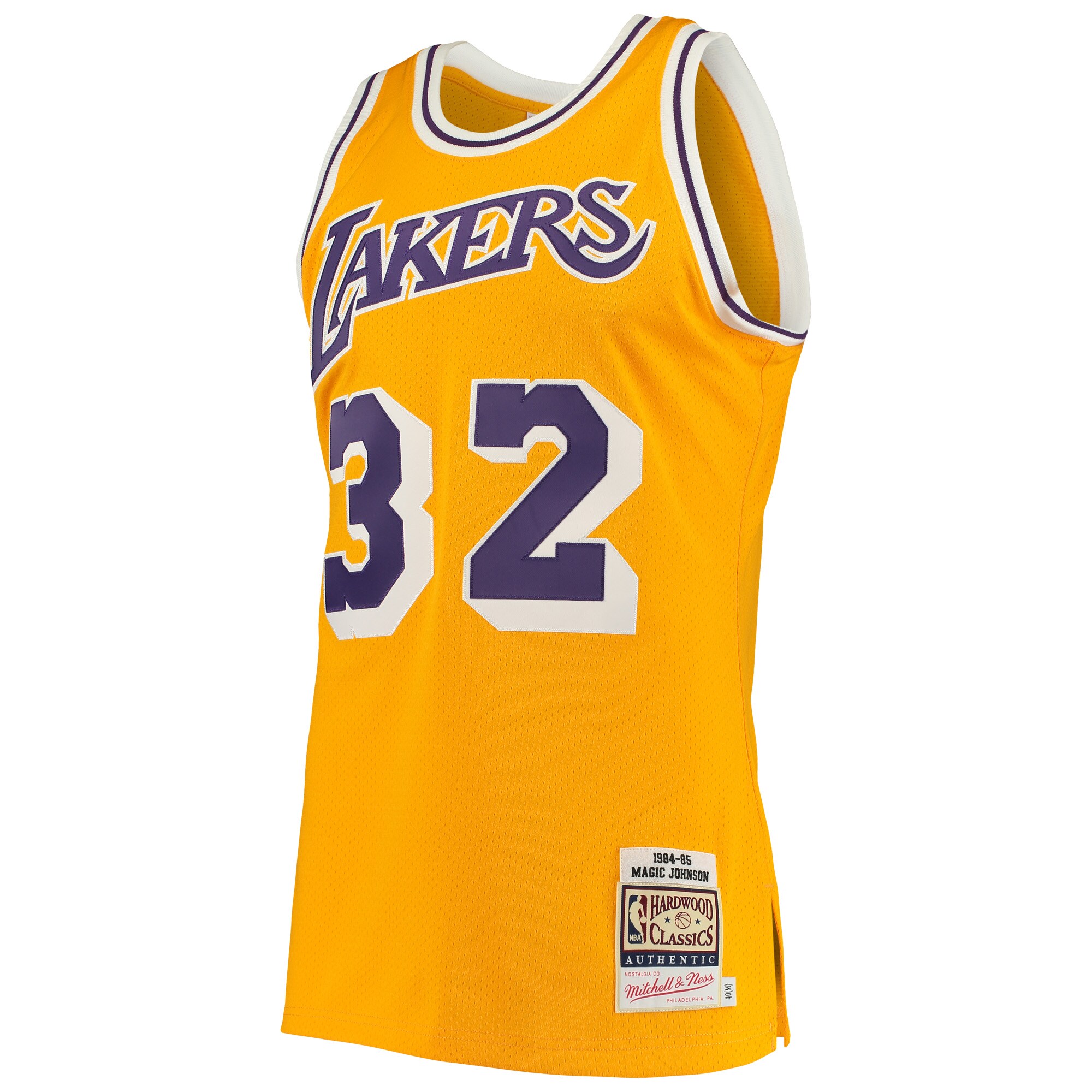 Magic Johnson Los Angeles Lakers Mitchell & Ness 1984\/85 Hardwood Classics Authentic Jersey - Gold cheap jerseys for sale - CheapJerseys.Shop
