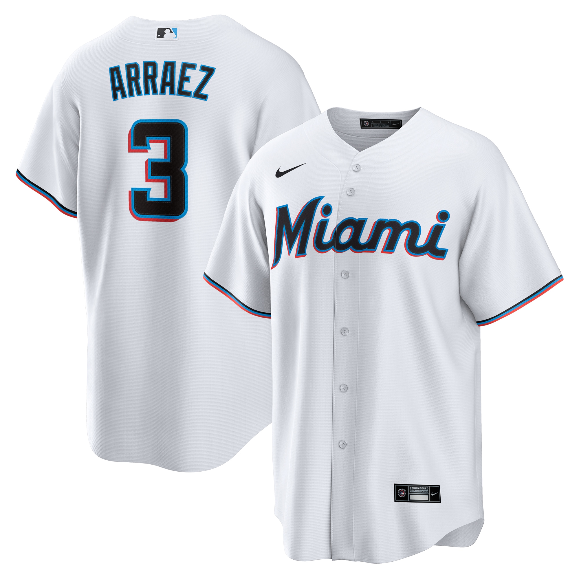 Luis Arraez Miami Marlins Home Replica Player Jersey - White cheap jerseys for sale - CheapJerseys.Shop