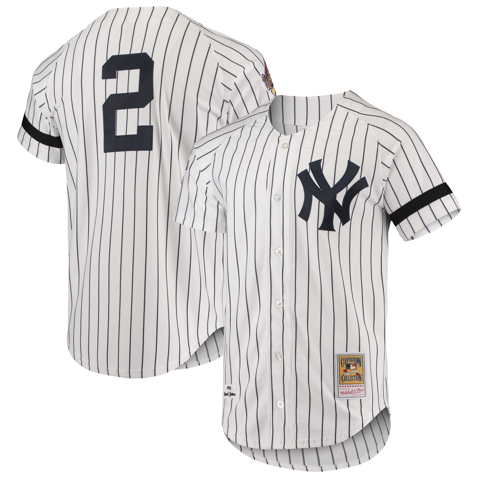 New York Yankees Mitchell & Ness Cooperstown Collection 1996 Authentic Home Jersey - White cheap jerseys for sale - CheapJerseys.Shop