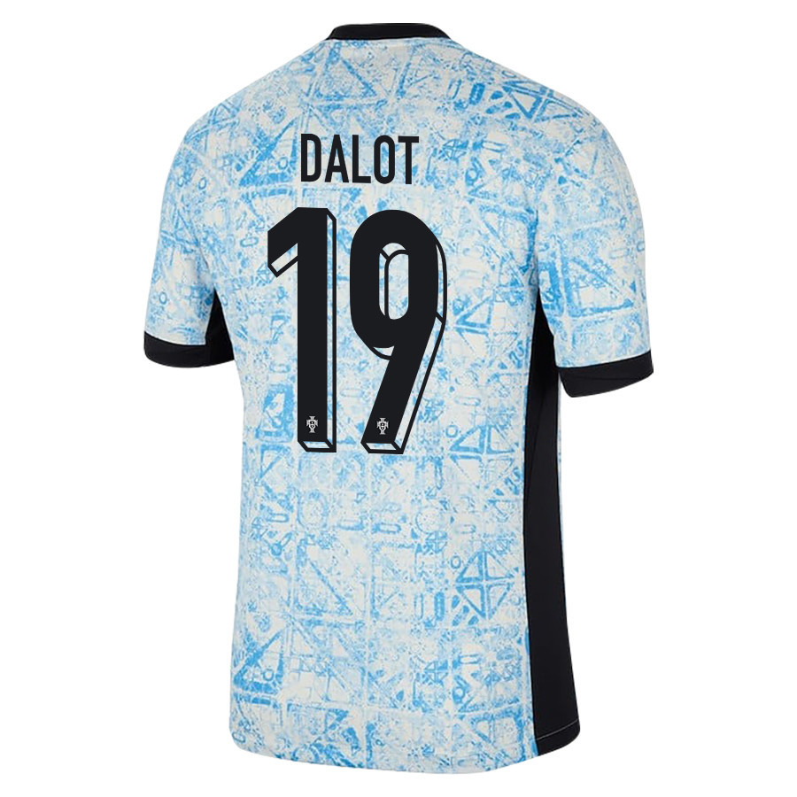 Diogo Dalot 19 Portugal National Team 2024/25 Away Men Jersey - Cream/Blue cheap jerseys for sale - CheapJerseys.Shop
