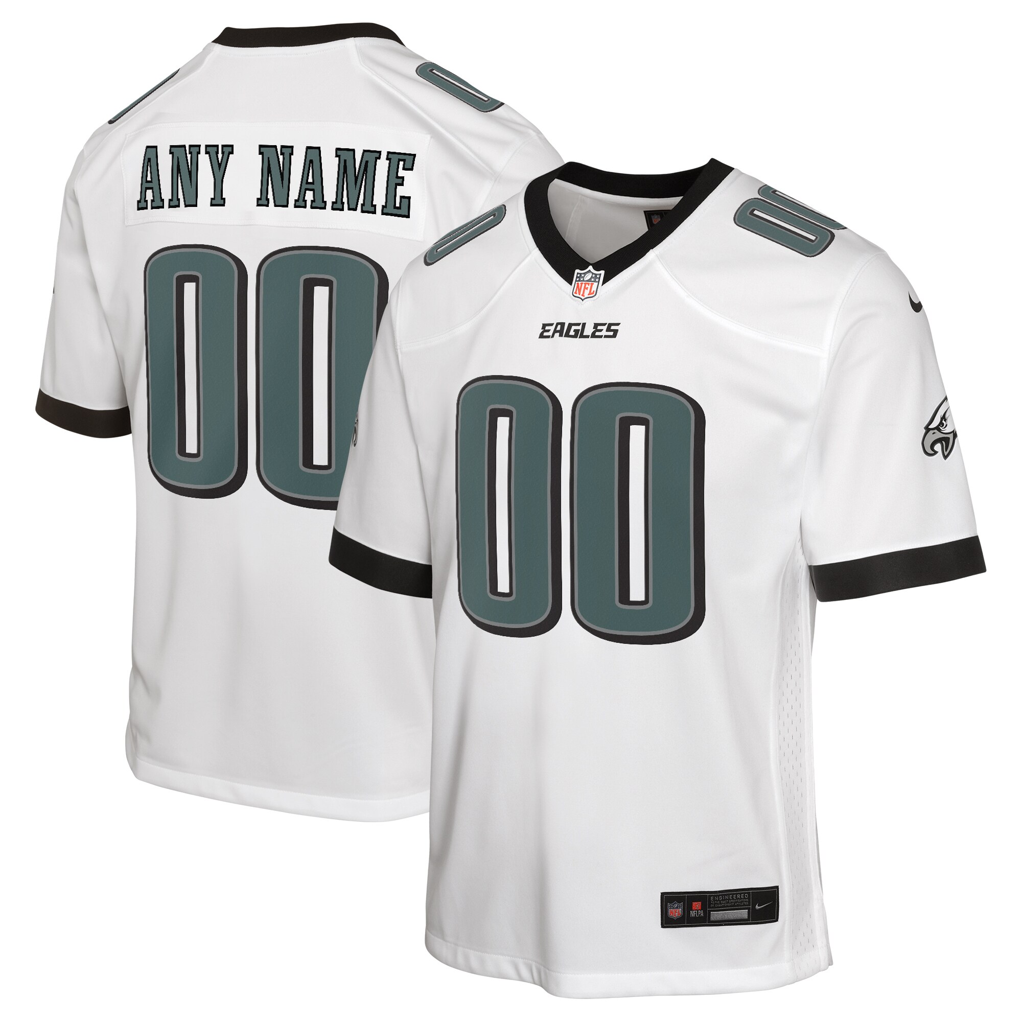 Philadelphia Eagles Youth Custom Game Jersey - White cheap jerseys for sale - CheapJerseys.Shop