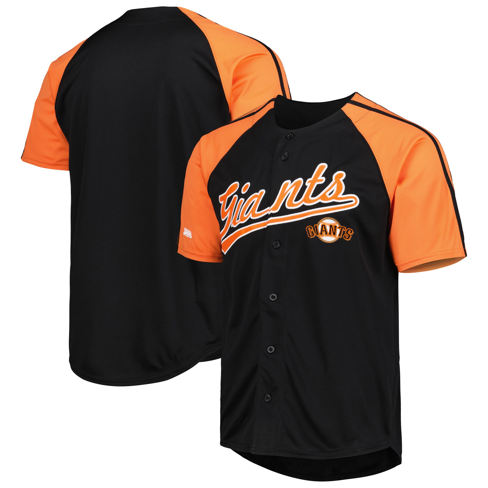 San Francisco Giants Stitches Button-Down Raglan Fashion Jersey - Black cheap jerseys for sale - CheapJerseys.Shop
