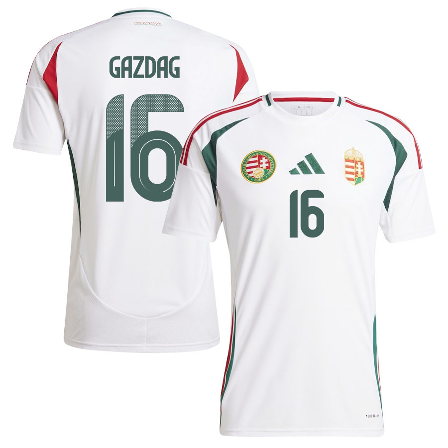 Dániel Gazdag 16 Hungary National Team 2024/25 Away Men Jersey - White cheap jerseys for sale - CheapJerseys.Shop