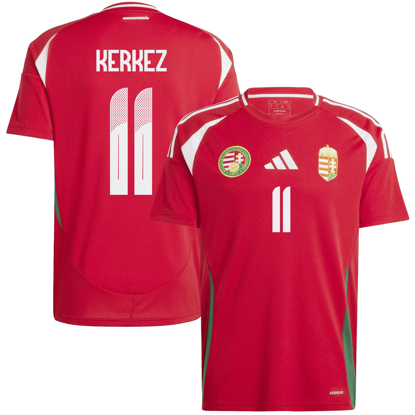 Milos Kerkez 11 Hungary National Team 2024/25 Home Men Jersey - Red cheap jerseys for sale - CheapJerseys.Shop