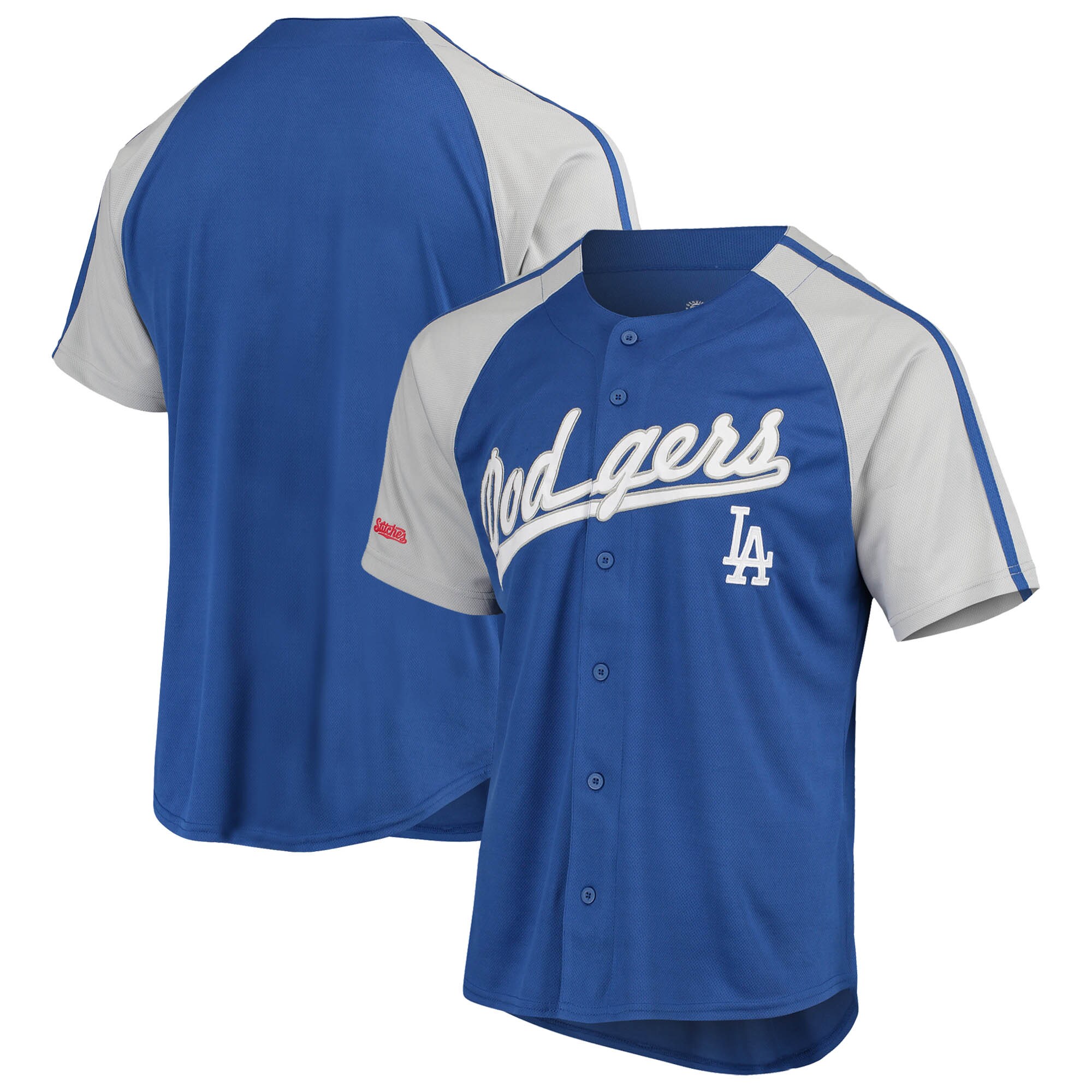 Los Angeles Dodgers Stitches Button-Down Raglan Replica Jersey - Royal cheap jerseys for sale - CheapJerseys.Shop