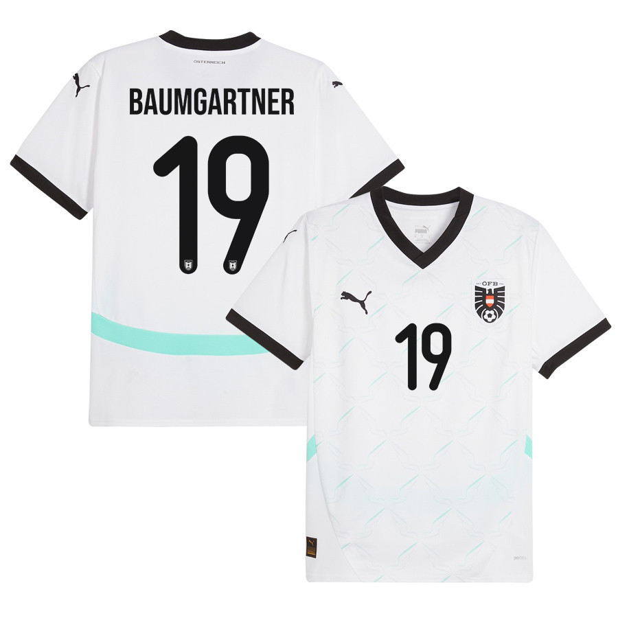 Christoph Baumgartner 19 Austria National Team 2024/25 Away Men Jersey - White cheap jerseys for sale - CheapJerseys.Shop