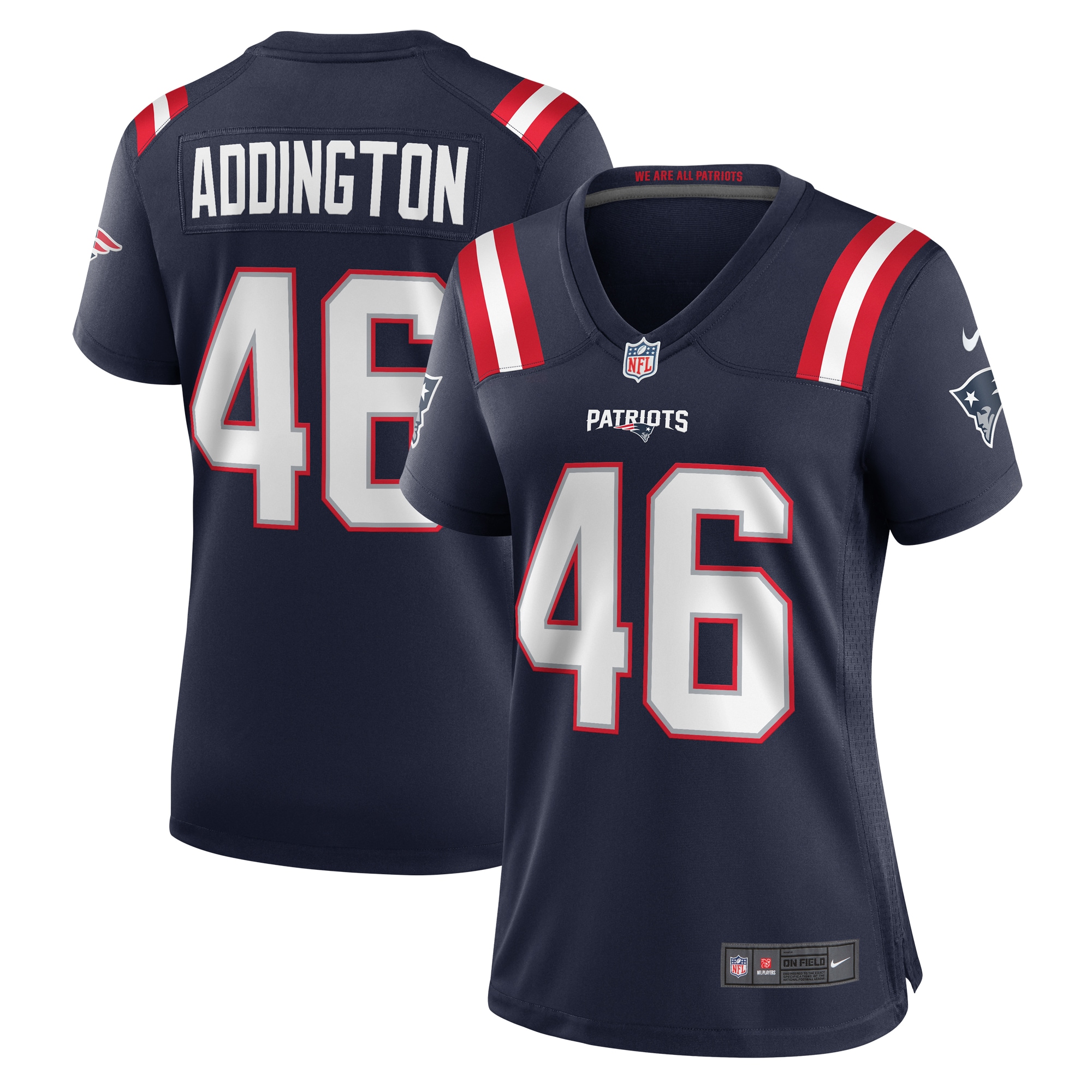 Tucker Addington New England Patriots Women's Home Game Player Jersey - Navy cheap jerseys for sale - CheapJerseys.Shop