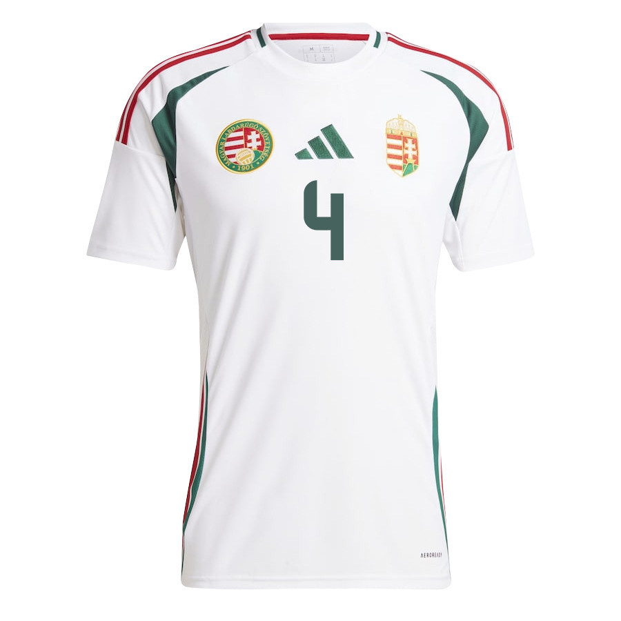 Attila Szalai 4 Hungary National Team 2024/25 Away Men Jersey - White cheap jerseys for sale - CheapJerseys.Shop