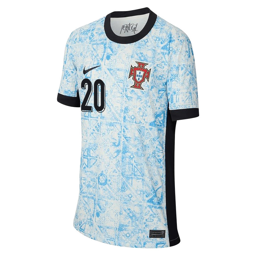 João Cancelo 20 Portugal National Team 2024/25 Away YOUTH Jersey - Cream/Blue cheap jerseys for sale - CheapJerseys.Shop