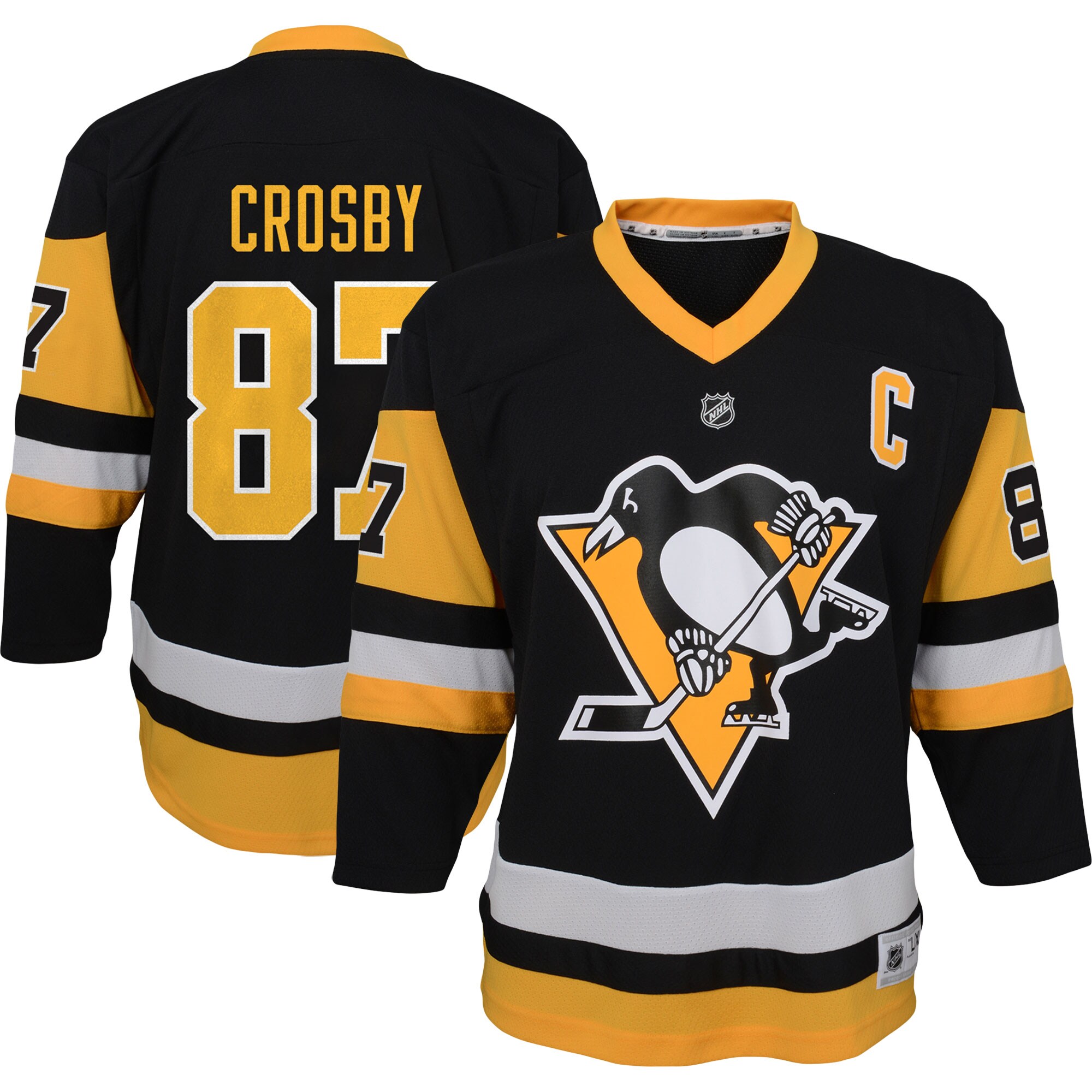 Sidney Crosby Pittsburgh Penguins Youth Captain Patch Home Replica Player Jersey - Black cheap jerseys for sale - CheapJerseys.Shop