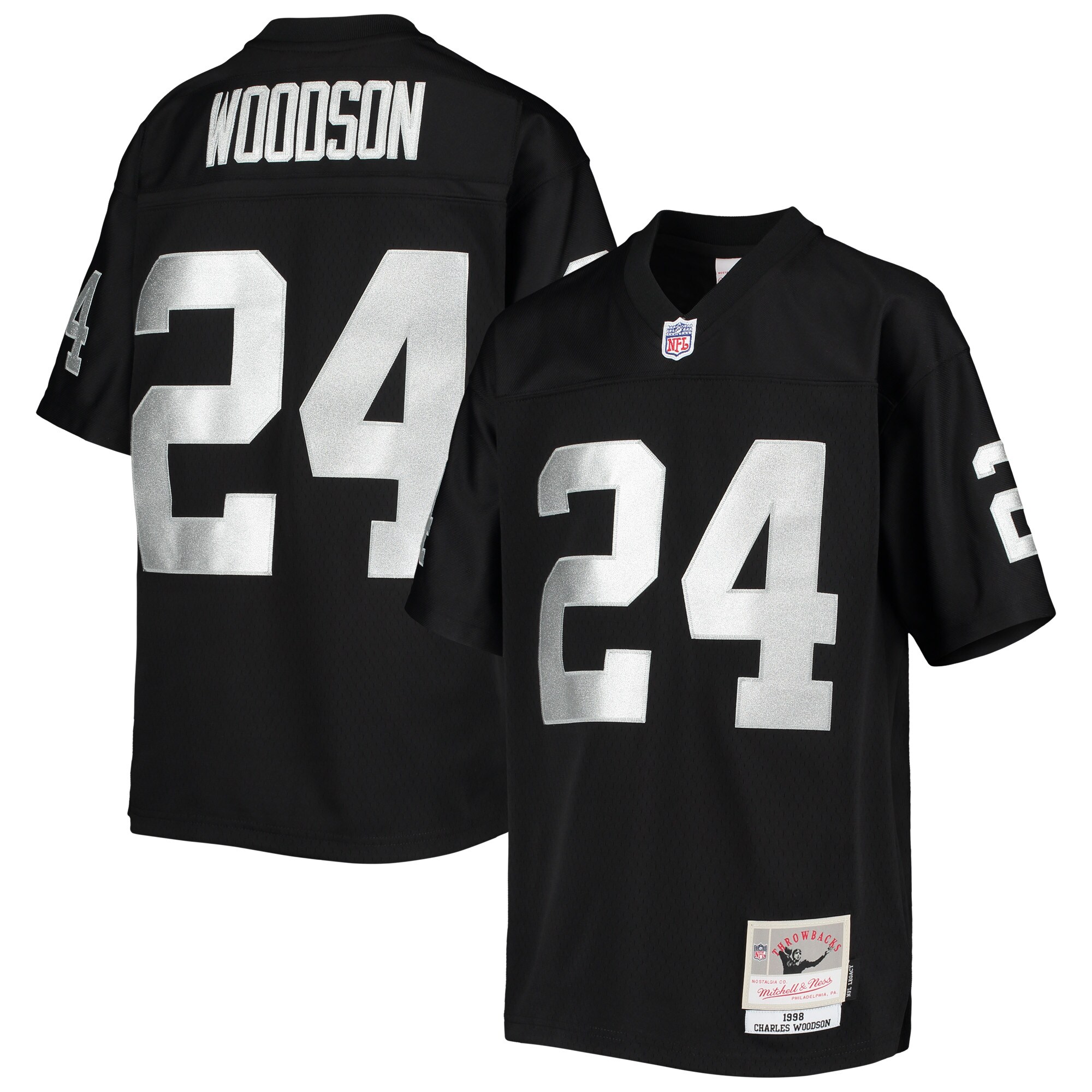 Charles Woodson Las Vegas Raiders Mitchell & Ness Youth 1998 Legacy Retired Player Jersey - Black cheap jerseys for sale - CheapJerseys.Shop