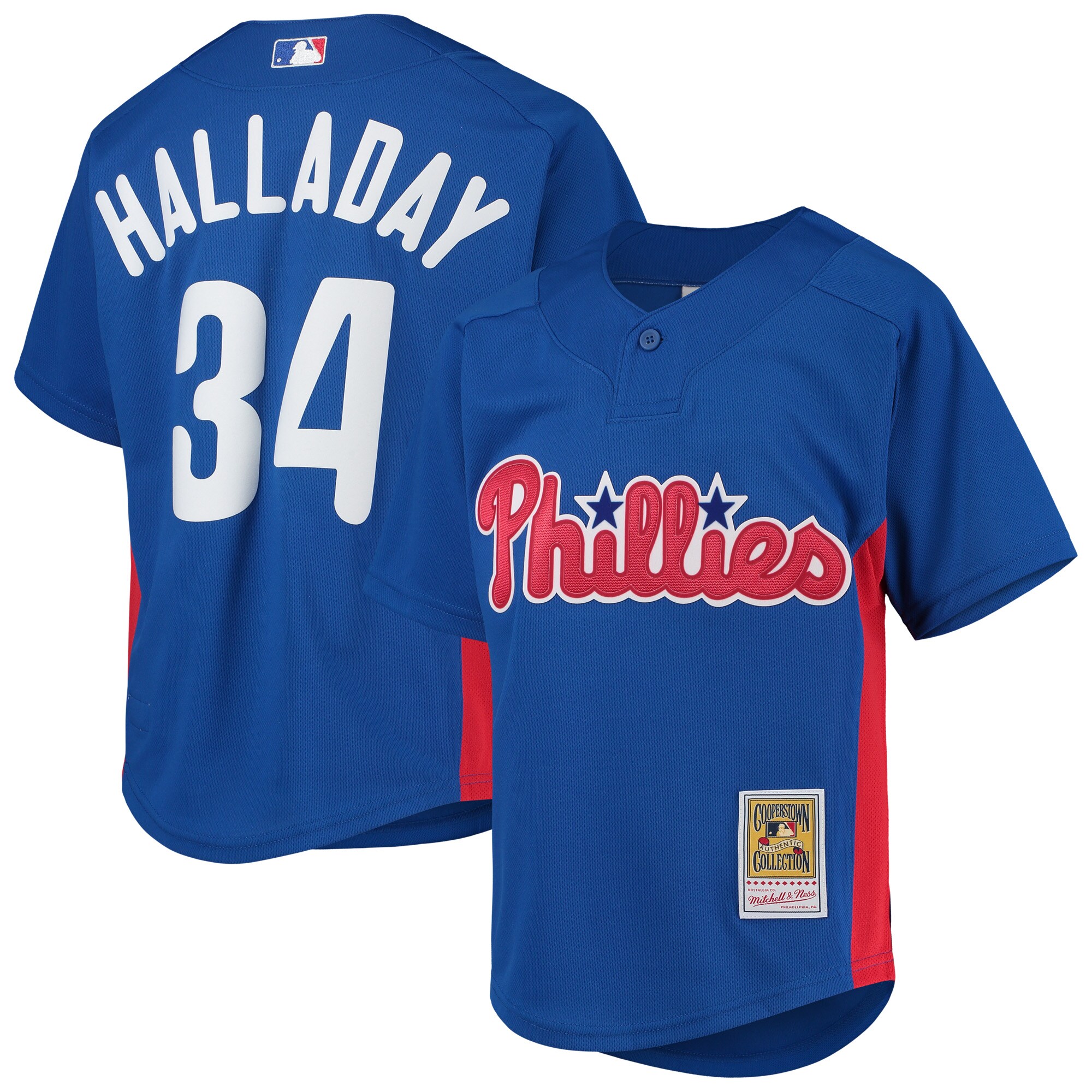 Roy Halladay Philadelphia Phillies Mitchell & Ness Youth Cooperstown Collection Mesh Batting Practice Jersey - Royal cheap jerseys for sale - CheapJerseys.Shop