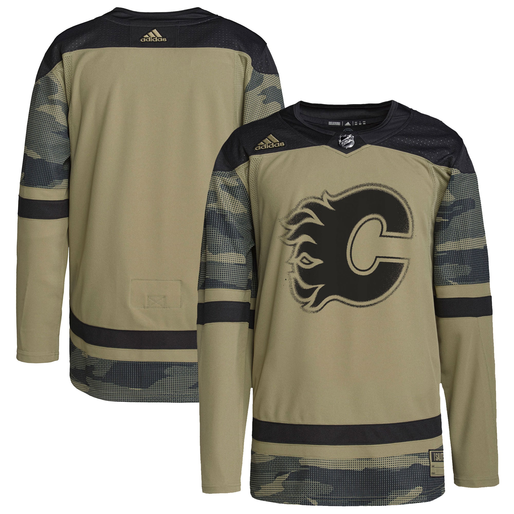 Calgary Flames Logo Military Appreciation Team Authentic Practice Jersey - Camo cheap jerseys for sale - CheapJerseys.Shop