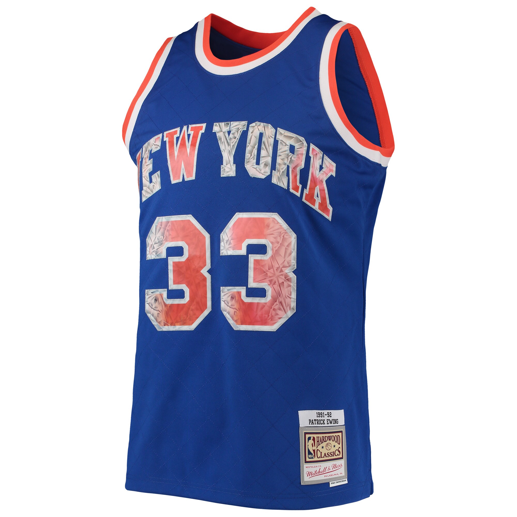 Patrick Ewing New York Knicks Mitchell & Ness 1991\/92 Hardwood Classics 75th Anniversary Diamond Swingman Jersey - Blue cheap jerseys for sale - CheapJerseys.Shop