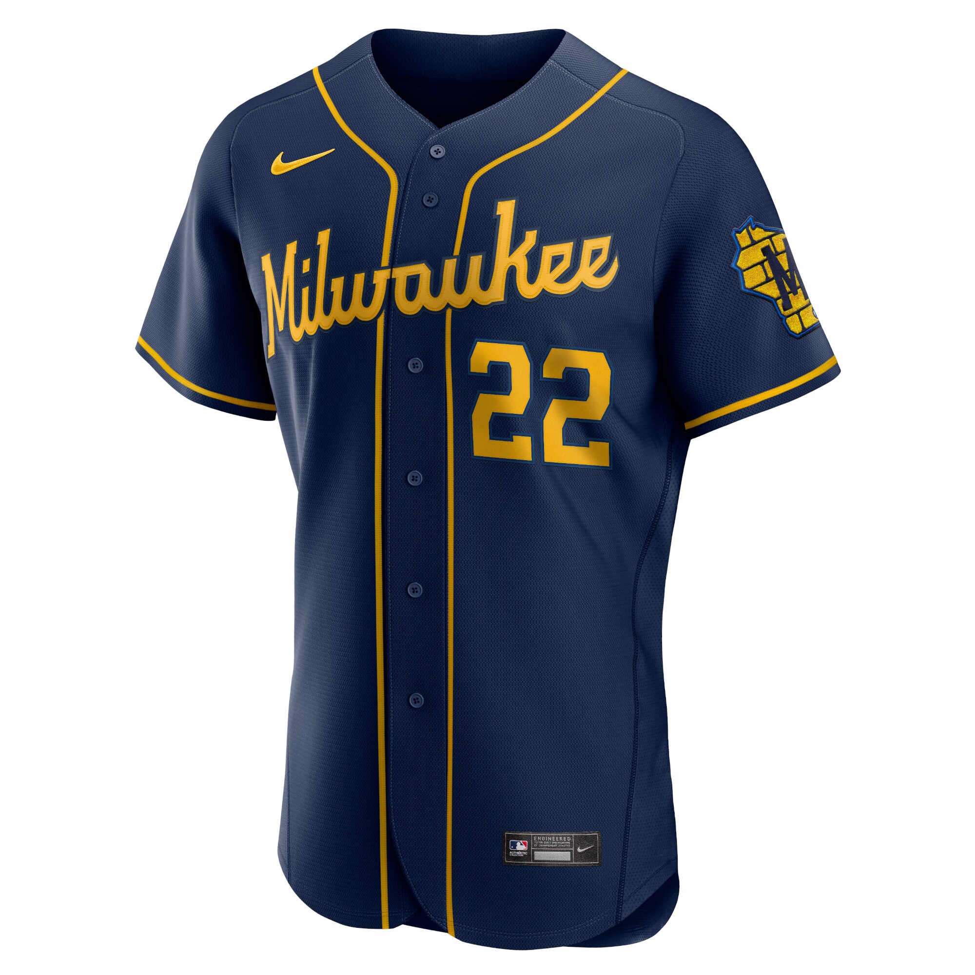 Christian Yelich Milwaukee Brewers 50th Season Alternate Authentic Player Jersey - Navy cheap jerseys for sale - CheapJerseys.Shop
