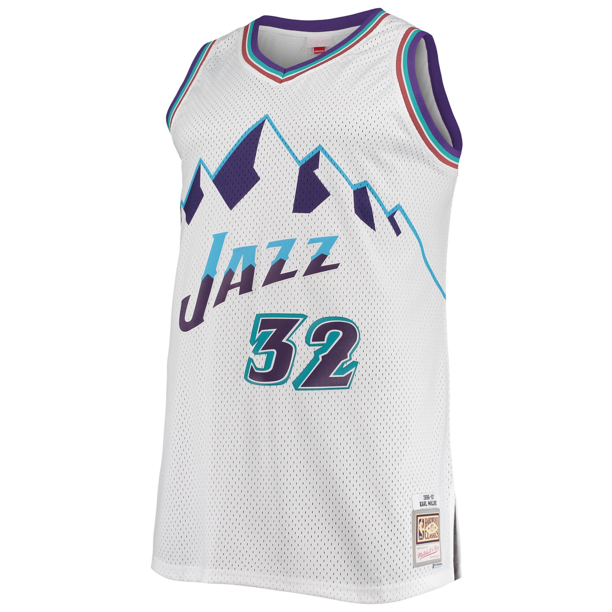 Karl Malone Utah Jazz Mitchell & Ness 1996\/97 Big & Tall Hardwood Classics Swingman Jersey - White cheap jerseys for sale - CheapJerseys.Shop